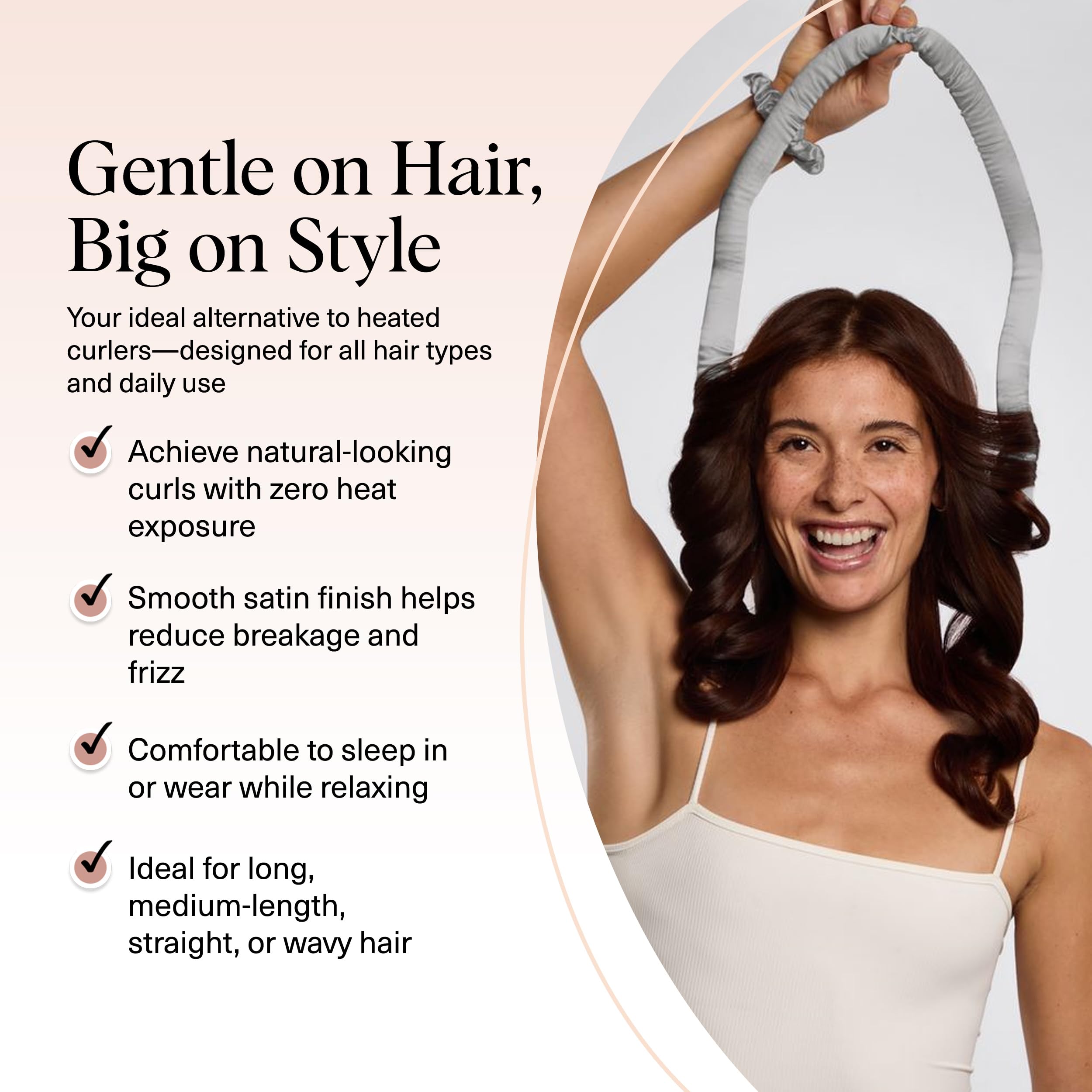 Kitsch Satin Heatless Curls Overnight Set - Sunset Tie Dye | No Heat Damage Overnight Curls | Comfortable Frizz Free Hair Curlers To Sleep In with 34" Hair Waver & 2 Satin Scrunchies