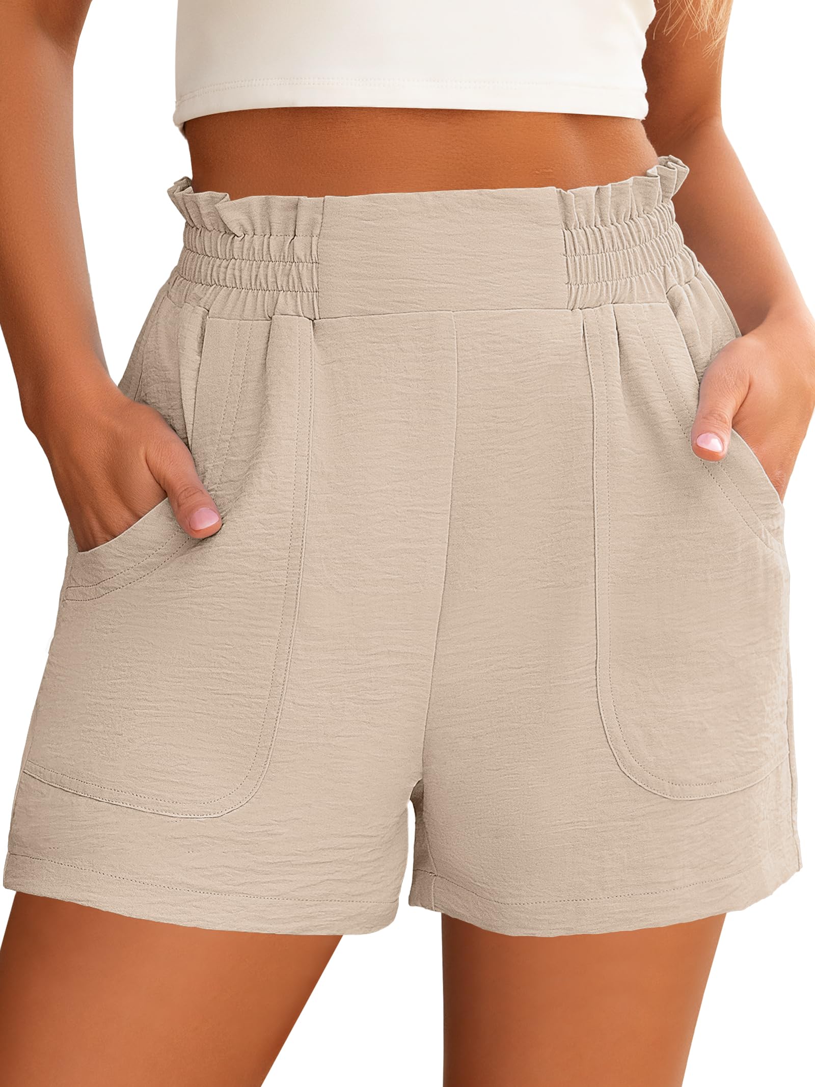 ANRABESS Shorts for Women Summer Casual Elastic High Waisted Wide Leg Cute Dressy 2026 Vacation Beach Clothes