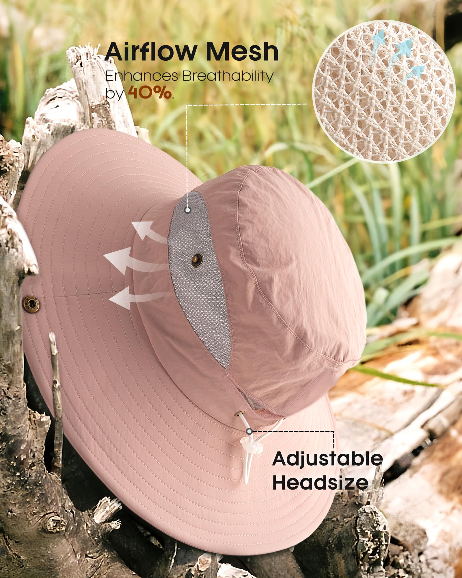 FURTALK Womens Sun Hat with Ponytail Hole Beach Hiking Summer Wide Brim UPF 50+ Outdoor Protection Foldable Bucket Hat