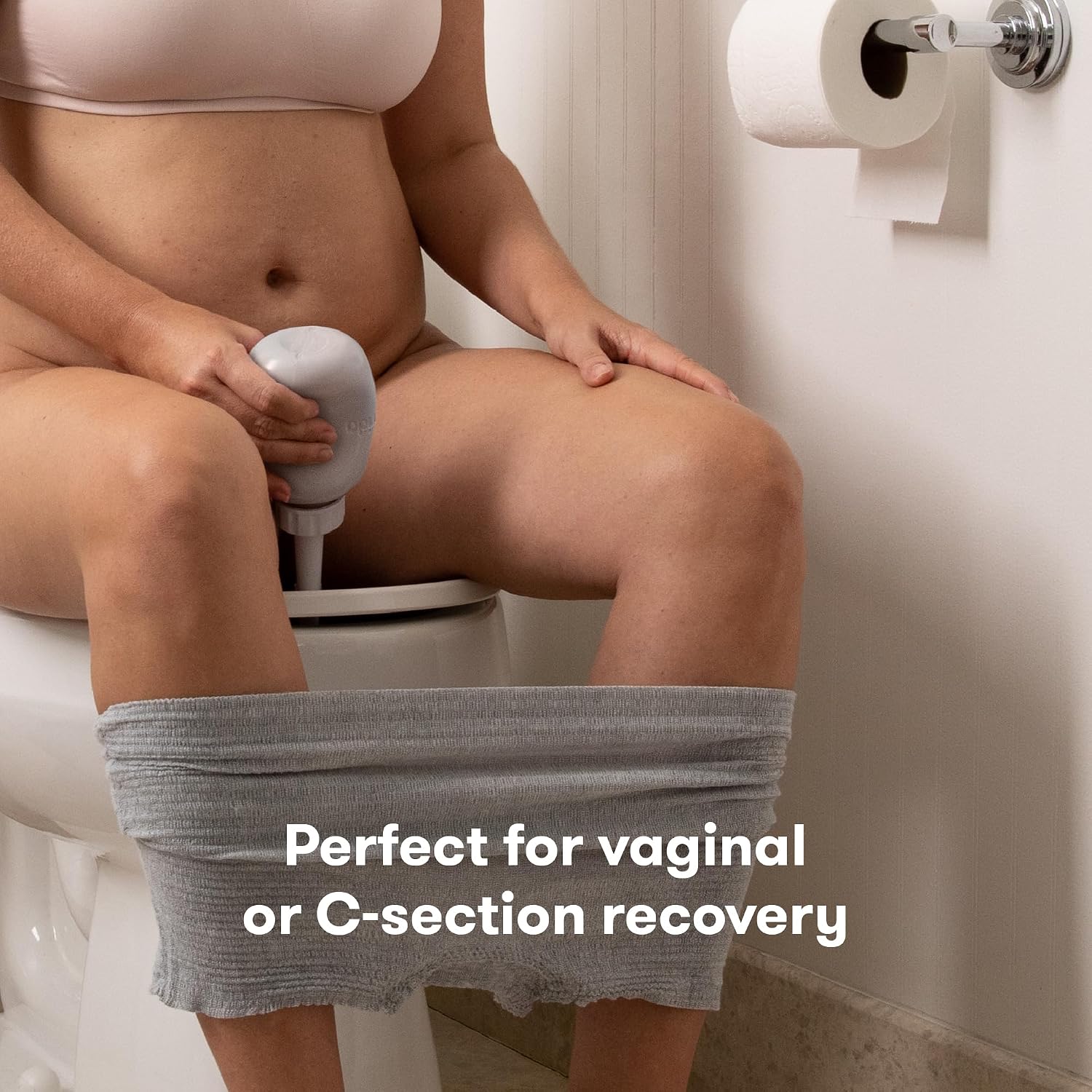 Frida Mom Upside Down Peri Bottle Sprayer for Postpartum Care w/ Bag, Gray | Portable Travel Bidet & Perineal Cleanser with Travel Bag, Postpartum Essential, Gray