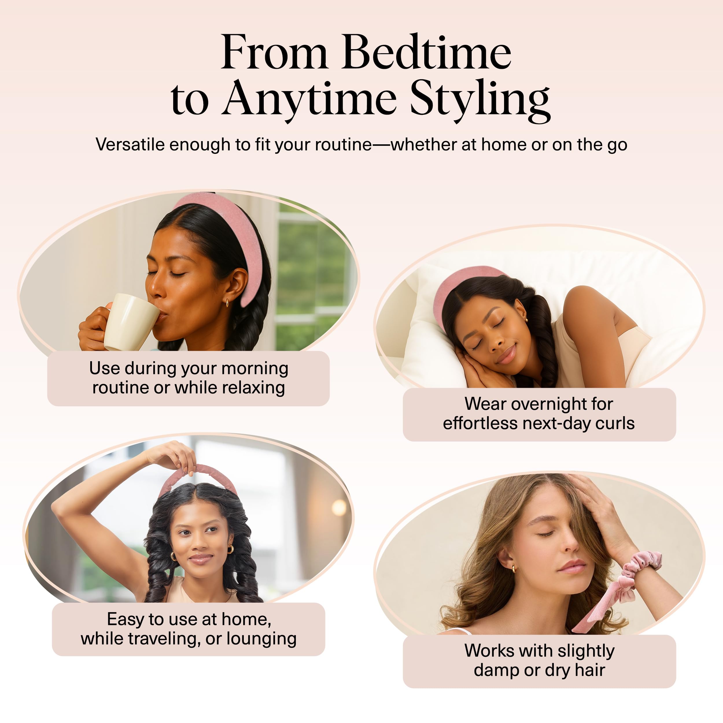 Kitsch Satin Heatless Curls Overnight Set - Sunset Tie Dye | No Heat Damage Overnight Curls | Comfortable Frizz Free Hair Curlers To Sleep In with 34" Hair Waver & 2 Satin Scrunchies