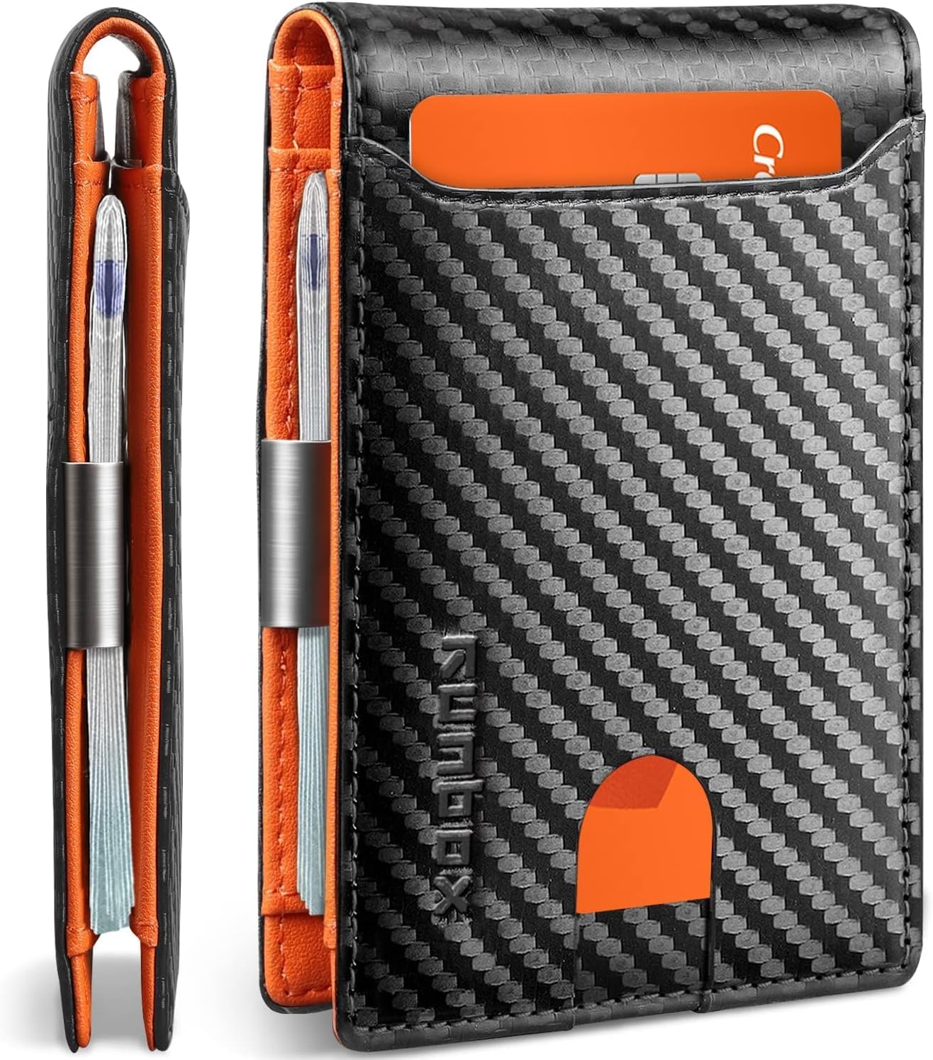 RUNBOX Slim Wallet for Men - RFID Blocking Leather Bifold with Money Clip | Minimalist Front Pocket Wallet Holds 11 Cards,Slim Thin Design,RFID Blocking Protection, Practical Birthday Gifts for Men