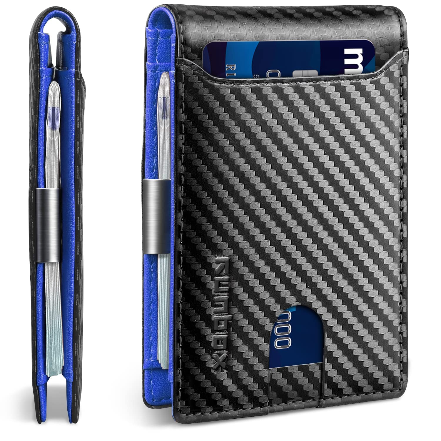 RUNBOX Slim Wallet for Men - RFID Blocking Leather Bifold with Money Clip | Minimalist Front Pocket Wallet Holds 11 Cards,Slim Thin Design,RFID Blocking Protection, Practical Birthday Gifts for Men