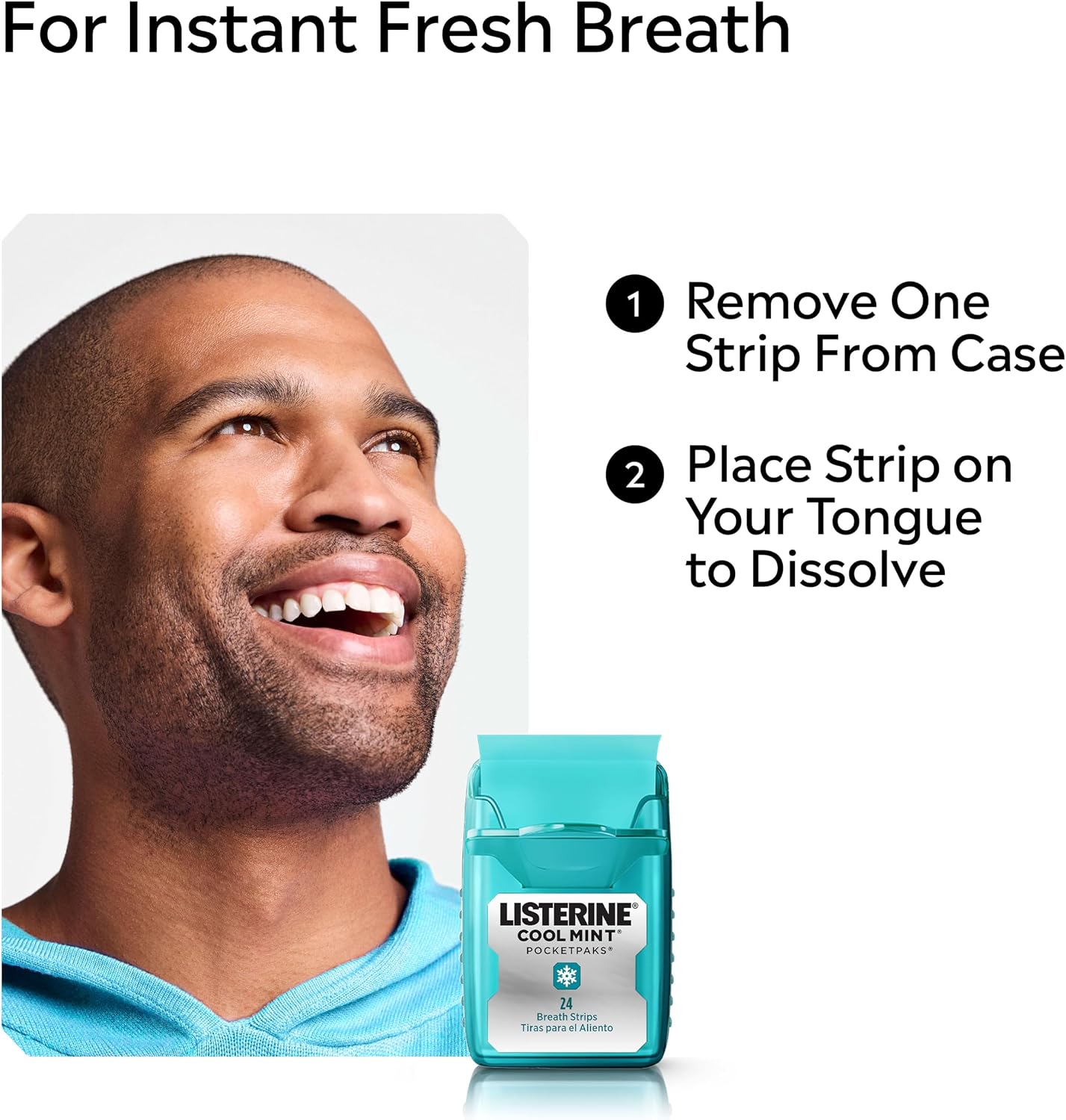 Listerine PocketPaks Breath Strips, Cool Mint, 24-Strip Pack, 3 Pack | Breath Freshener, Dissolves Instantly, Kills 99% of Bad Breath Germs, Travel Essentials