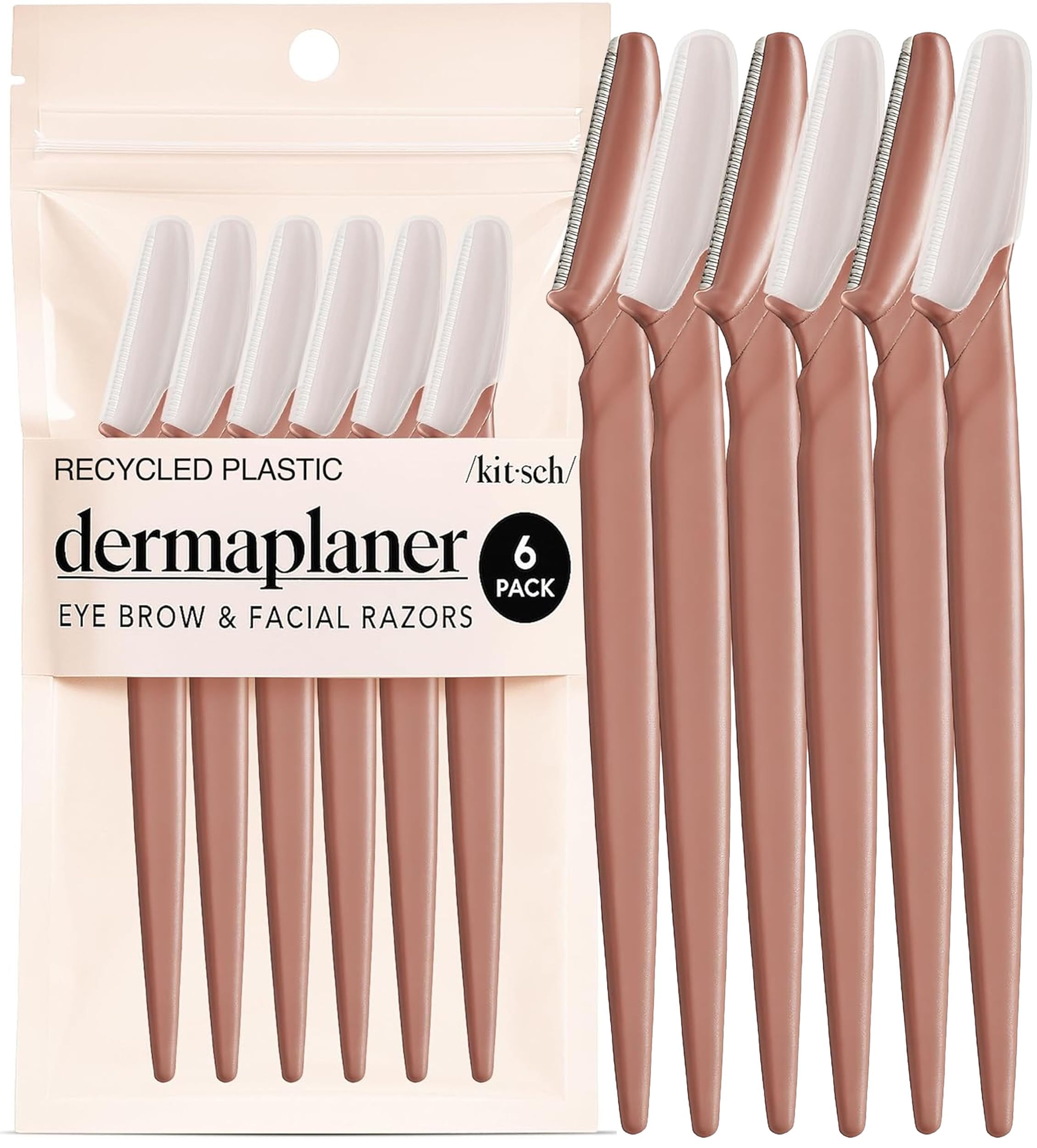 Kitsch Dermaplane Razor for Women Face – Black, 12 pcs | Face Razors for Women & Men, Eyebrow Razor & Face Shaver – Exfoliating Facial Razor & Dermaplaner as Tool for Smoother Skin