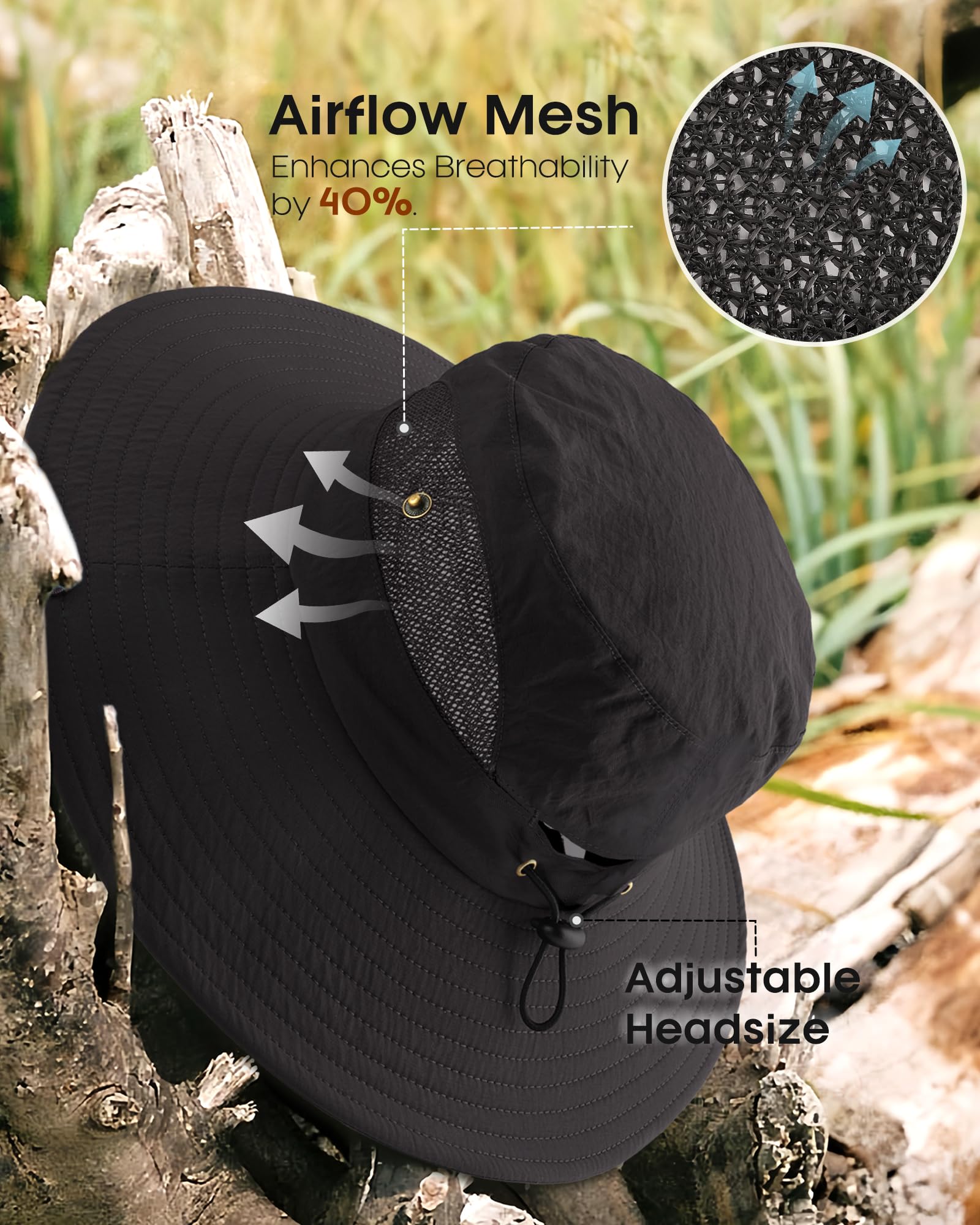 FURTALK Womens Sun Hat with Ponytail Hole Beach Hiking Summer Wide Brim UPF 50+ Outdoor Protection Foldable Bucket Hat