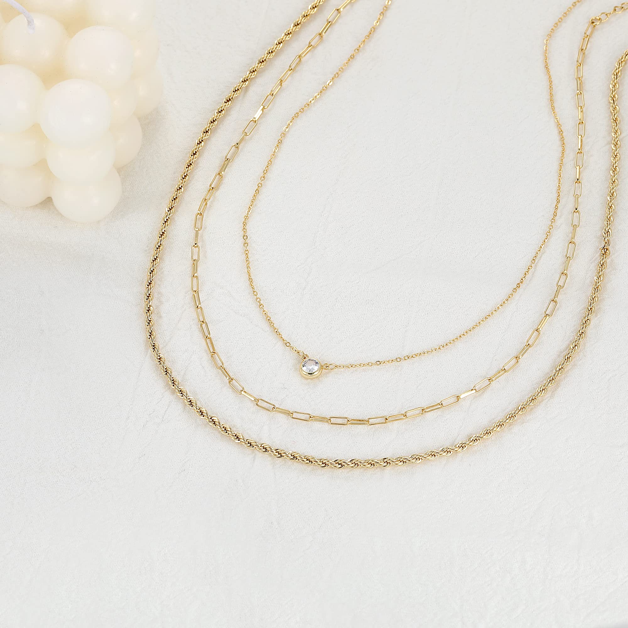 CHESKY 14K Gold Plated Layered Chain Necklace for Women | Trendy Cuban Link Chain, Chunky Paperclip Chain, Toggle Clasp Necklace, Fashion Gold Jewelry, Daily Gift for Women