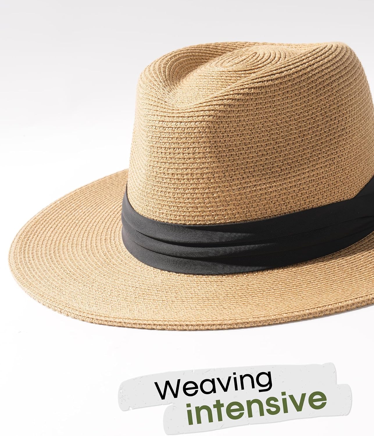 FURTALK Womens Mens Wide Brim Straw Panama Hat Fedora Summer Beach Sun Hat | Breathable Paper Straw, Classic Ribbon Trim, UPF Protection, Adjustable Band Inside, Chin Strap for Gusty Winds