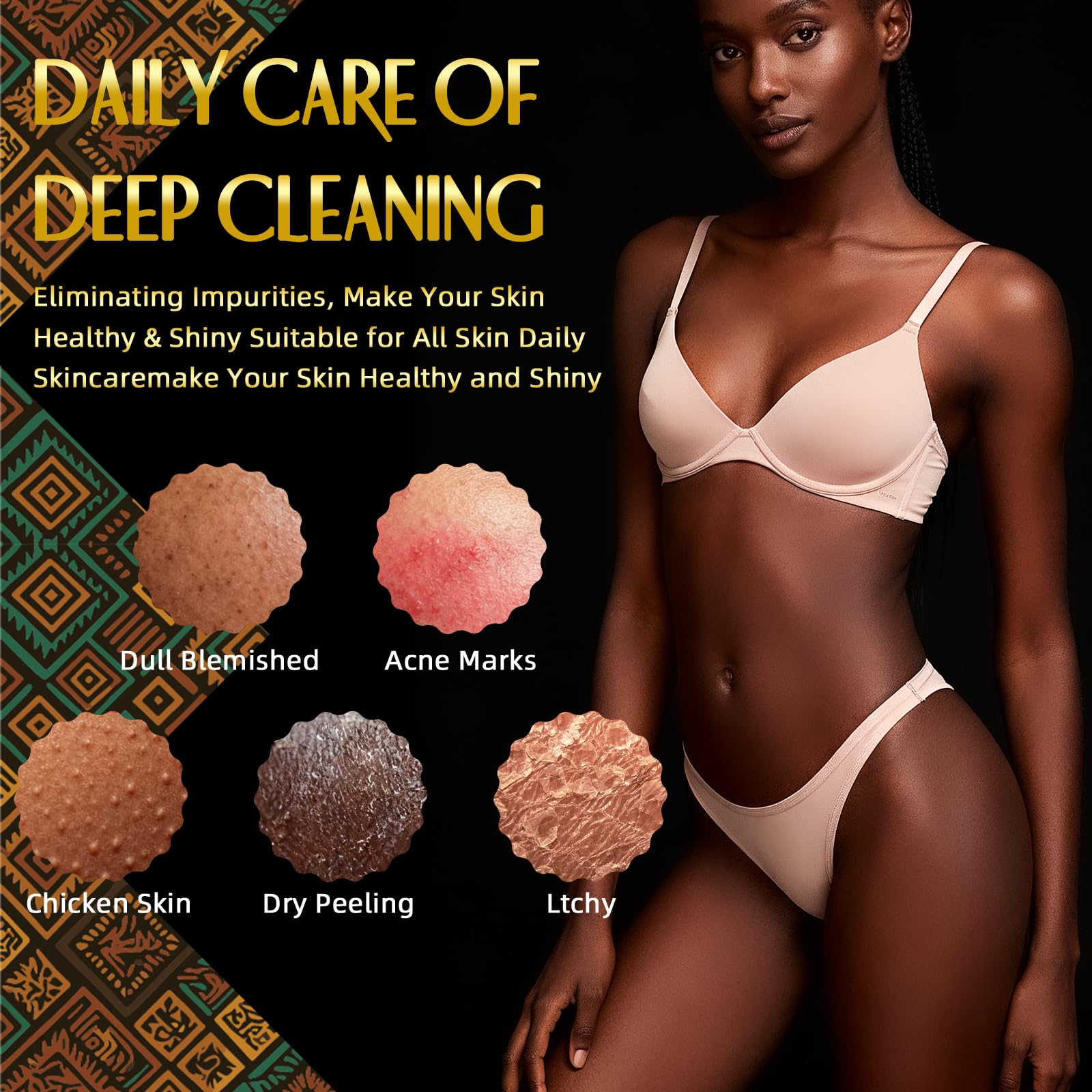 UJFQBH 3 Pieces African Bath Sponge African Net Long Net Bath Sponge Exfoliating Shower Body Scrubber Back Scrubber Skin Smoother,Great for Daily Use (Pink,Yellow,Purple)