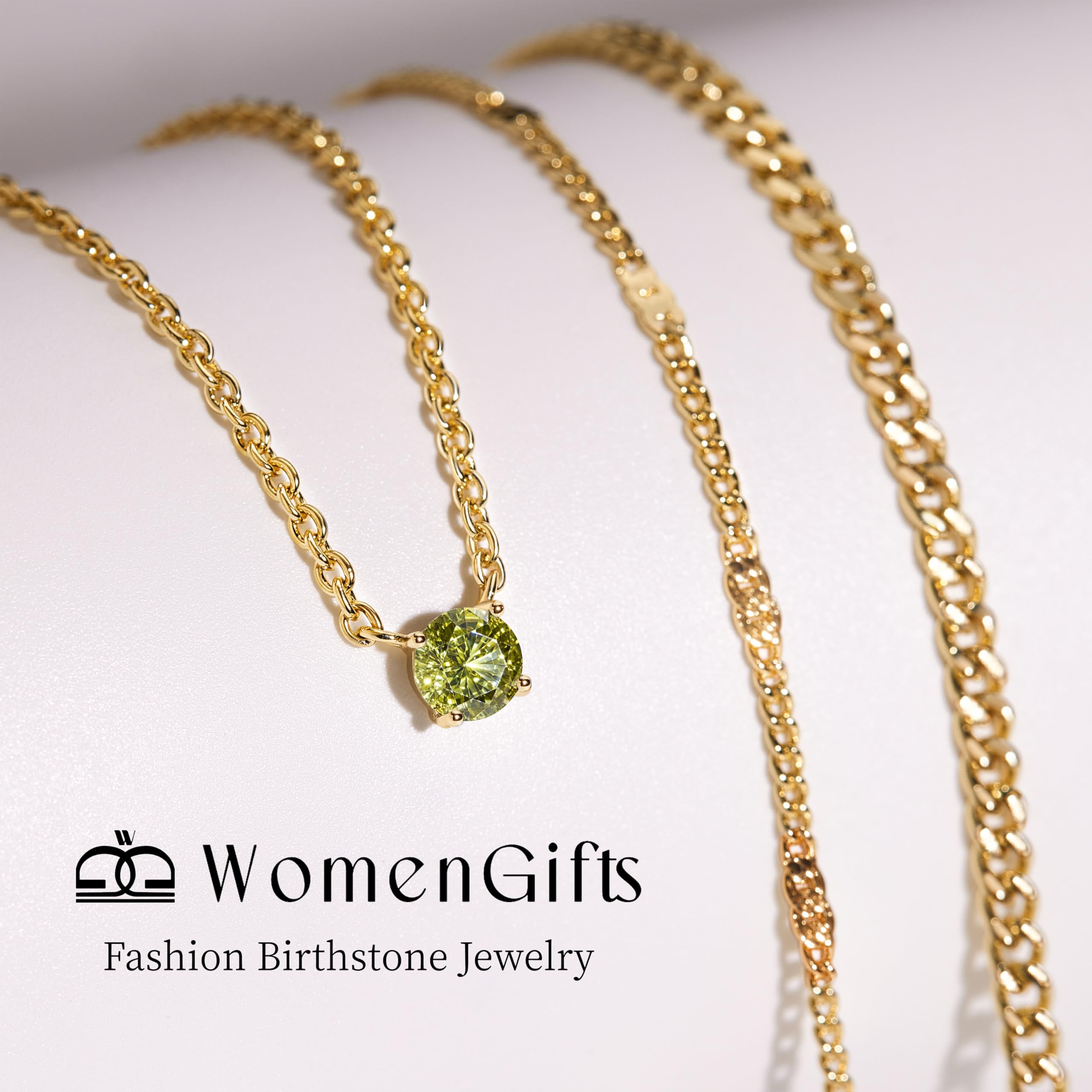 WomenGifts Layered Gold Necklaces for Women, 14K Gold Sterling Silver Plated Dainty Pendant Necklace Set Non Tarnish, Chunky Stackable Cuban Chain Choker, Trendy Birthstone Vacation Jewelry Gift