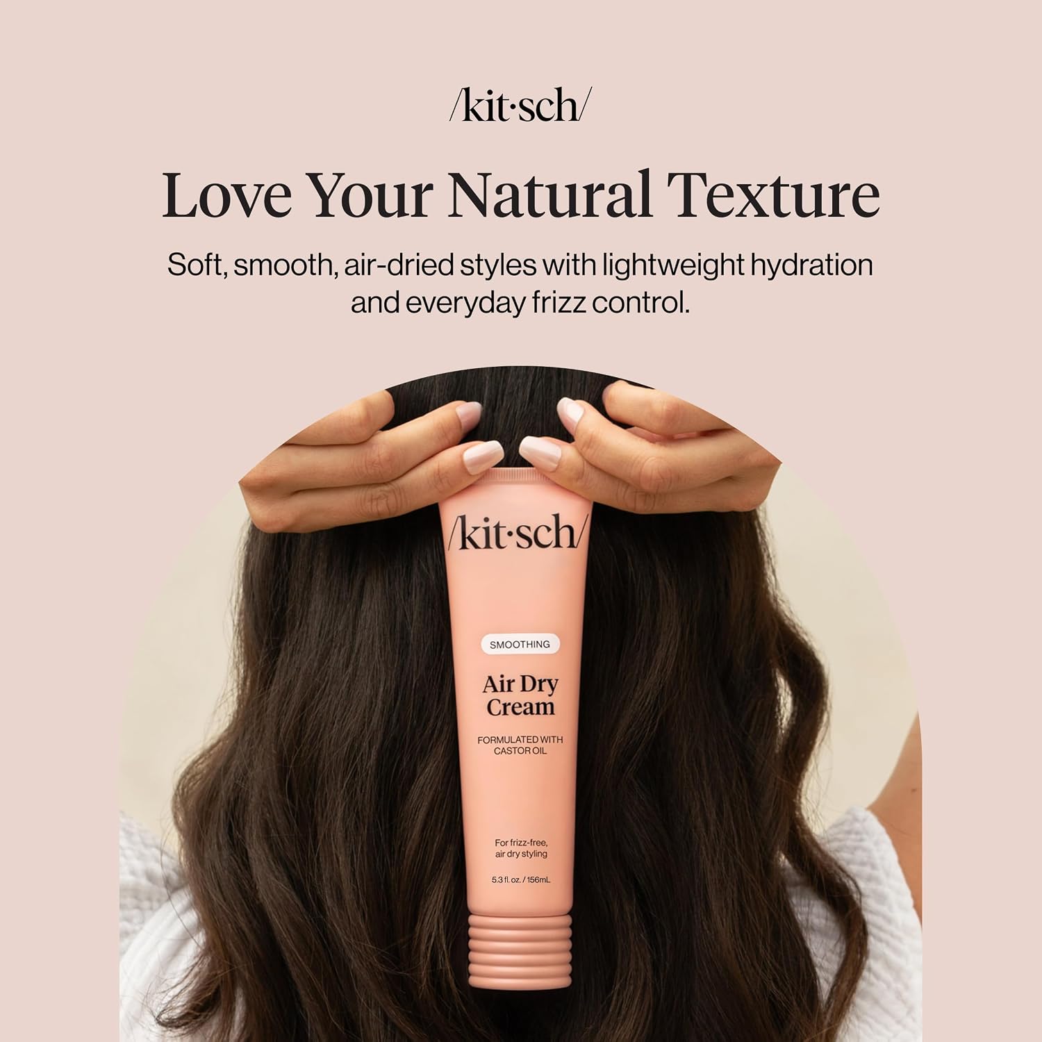 Kitsch Smoothing Air Dry Cream – With Castor Oil & Coconut Oil - 5.3 oz | Frizz Control Hair Care Product – Lightweight Hair Styling Products – Enhances Natural Hair Texture Appearance