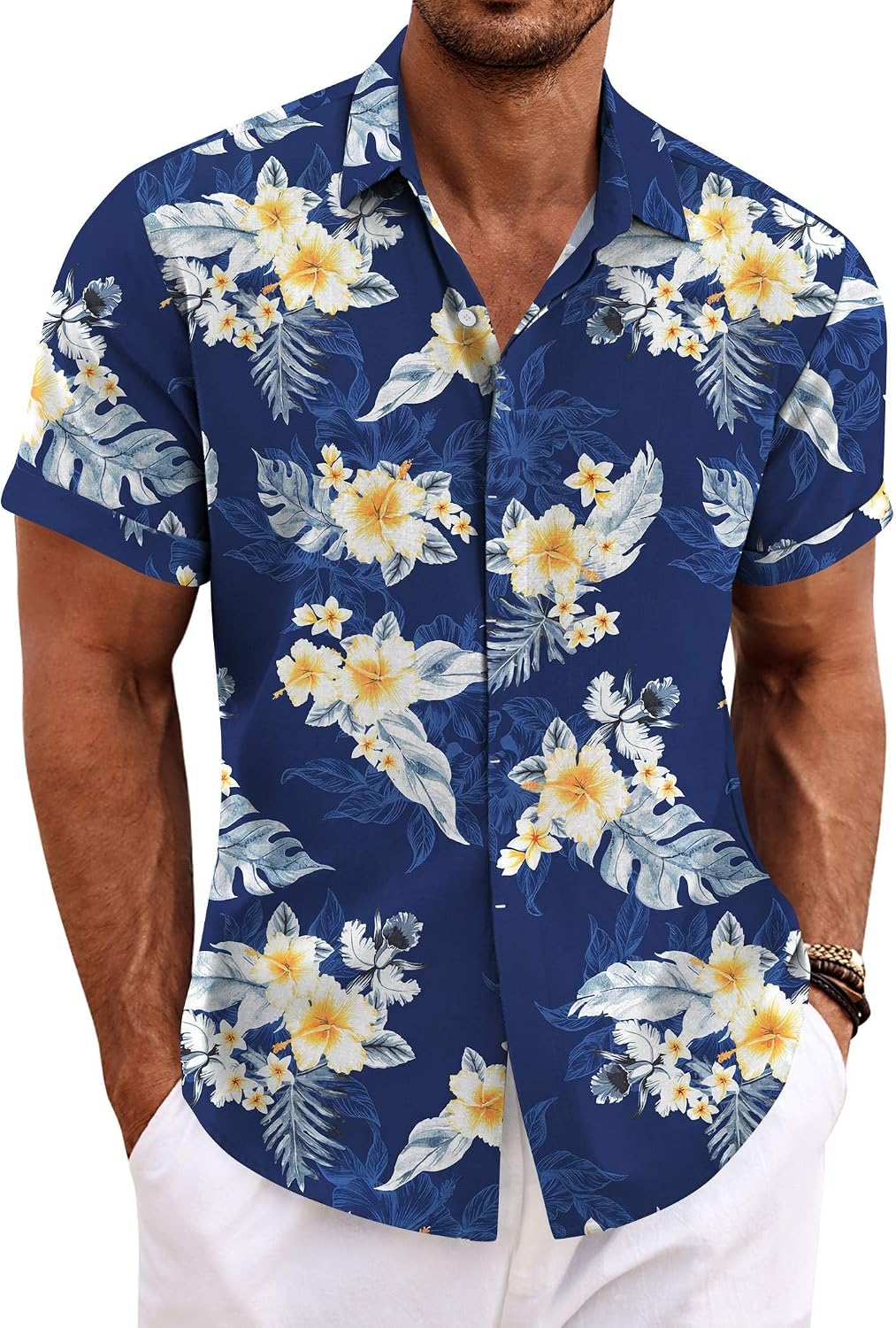 COOFANDY Men's Linen Shirts Short Sleeve Casual Shirts Button Down Shirt for Men Beach Summer Wedding Shirt