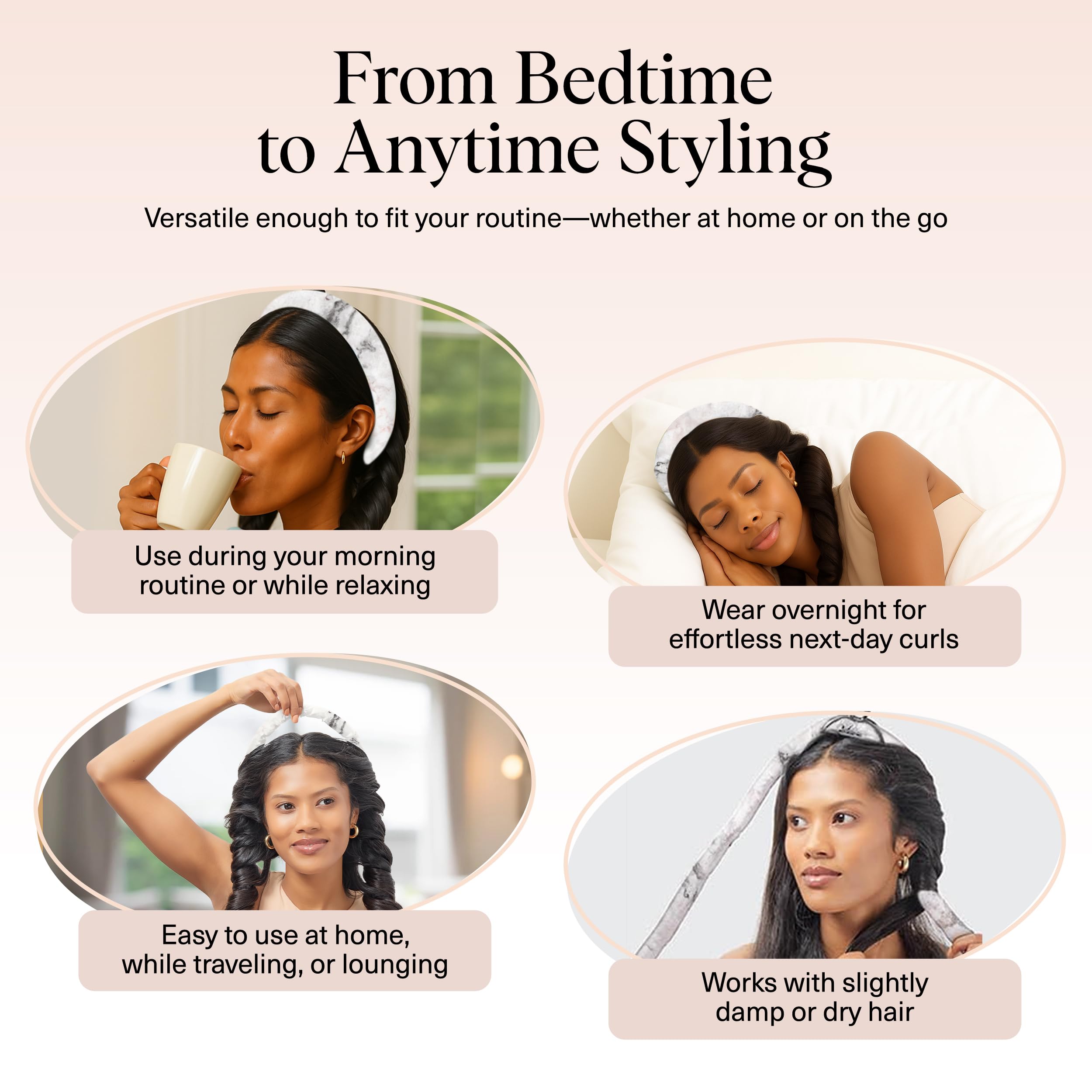 Kitsch Satin Heatless Curls Overnight Set - Sunset Tie Dye | No Heat Damage Overnight Curls | Comfortable Frizz Free Hair Curlers To Sleep In with 34" Hair Waver & 2 Satin Scrunchies
