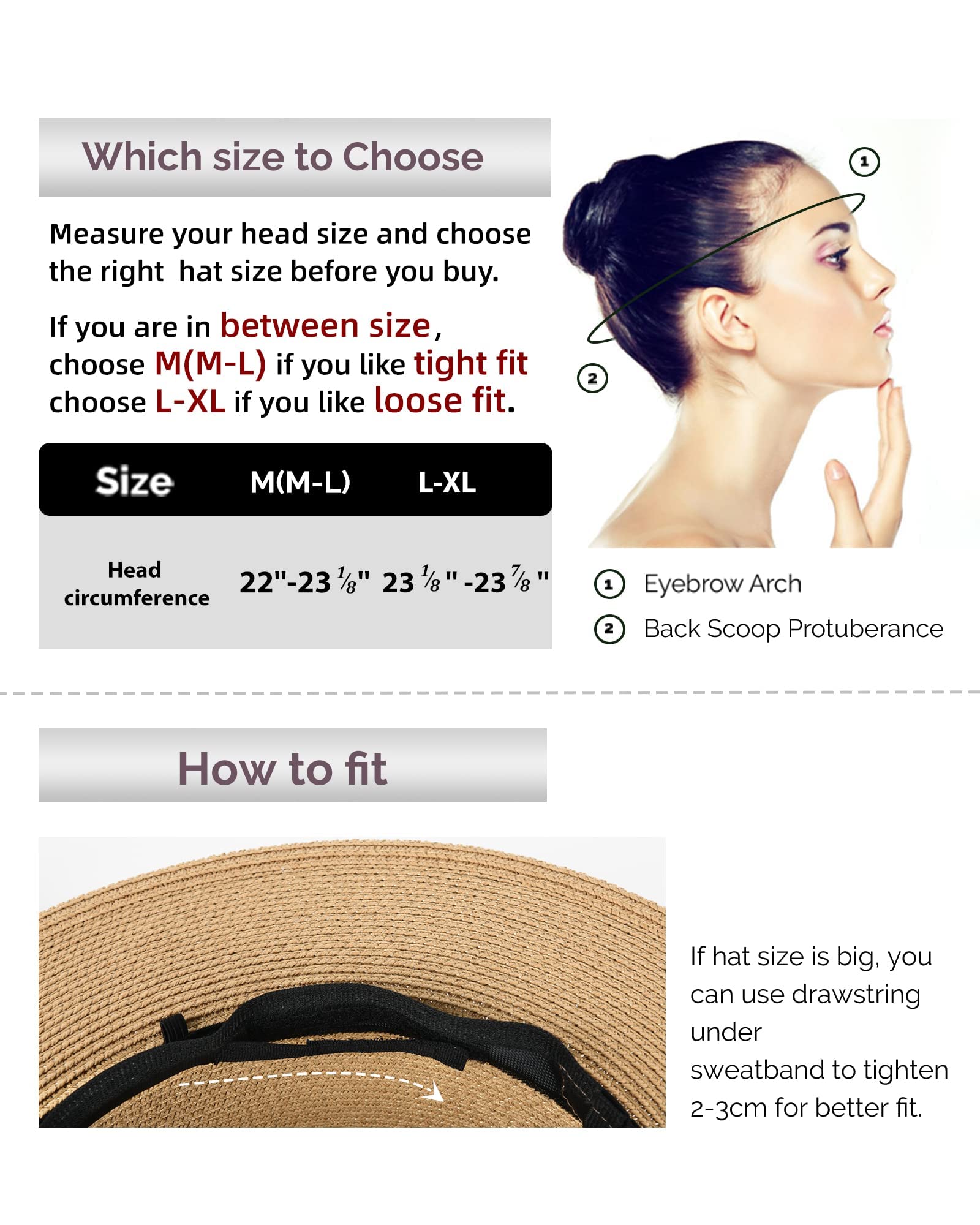 FURTALK Womens Mens Wide Brim Straw Panama Hat Fedora Summer Beach Sun Hat | Breathable Paper Straw, Classic Ribbon Trim, UPF Protection, Adjustable Band Inside, Chin Strap for Gusty Winds