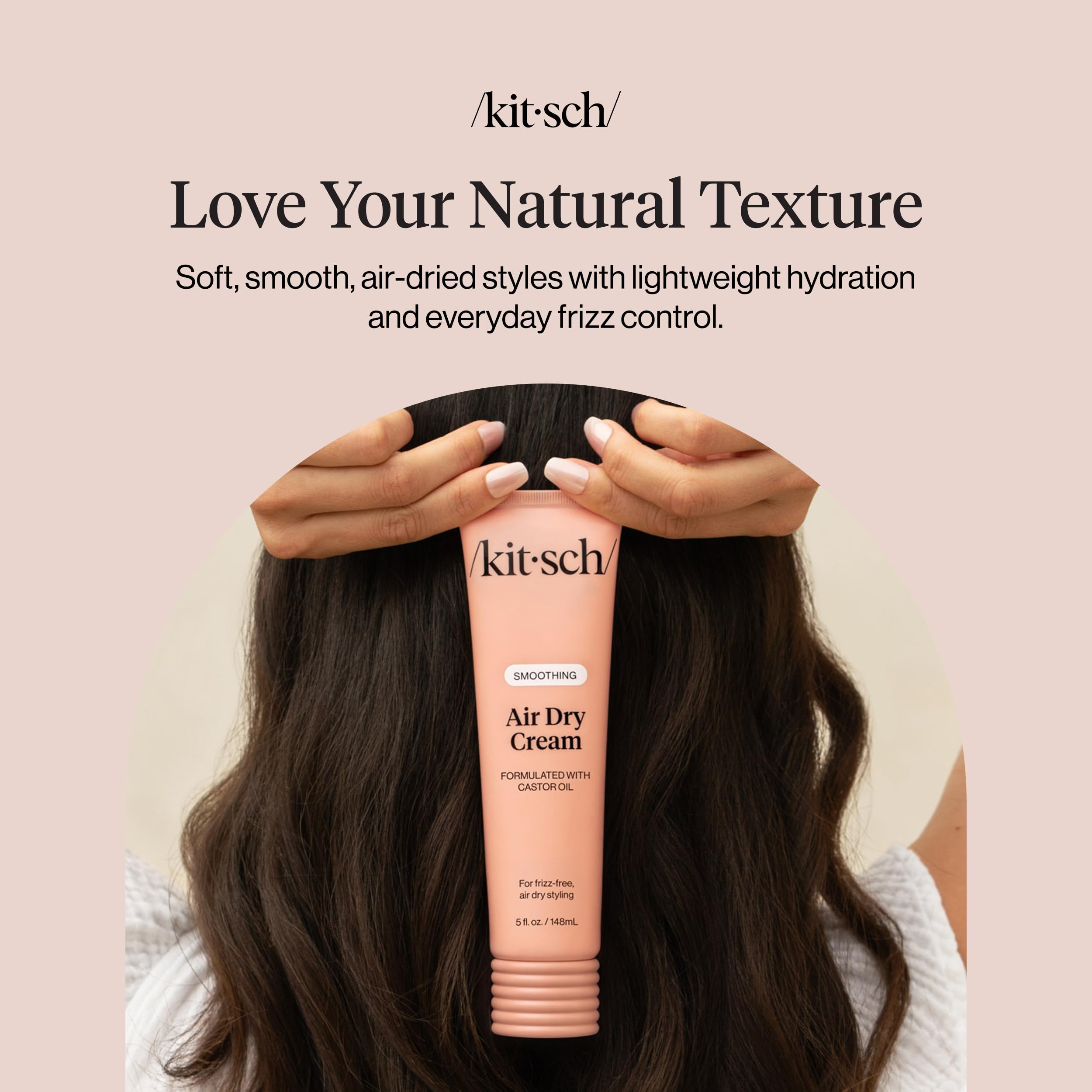 Kitsch Smoothing Air Dry Cream – With Castor Oil & Coconut Oil - 5.3 oz | Frizz Control Hair Care Product – Lightweight Hair Styling Products – Enhances Natural Hair Texture Appearance