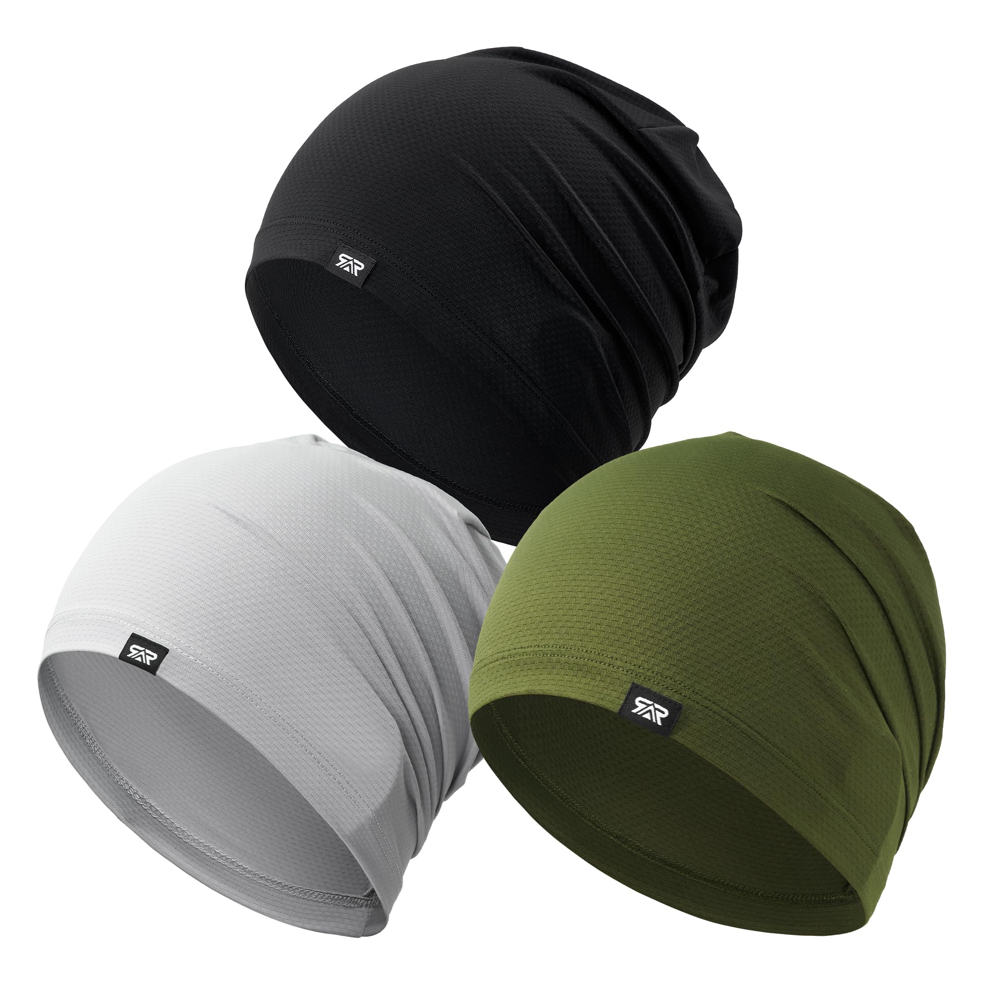 Cooling Skull Cap Sweat Wicking Breathable for Men Women 3 Pack | Lightweight Quick Dry Beanie & Helmet Liner, Stretch Non-Slip Fit Under Hard Hat, Construction Gym Cycling Running Workout