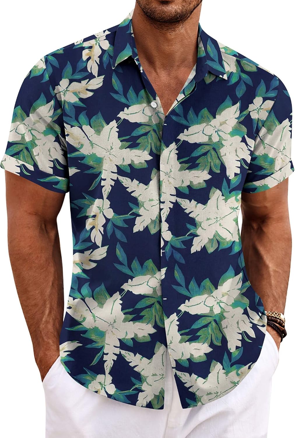 COOFANDY Men's Linen Shirts Short Sleeve Casual Shirts Button Down Shirt for Men Beach Summer Wedding Shirt