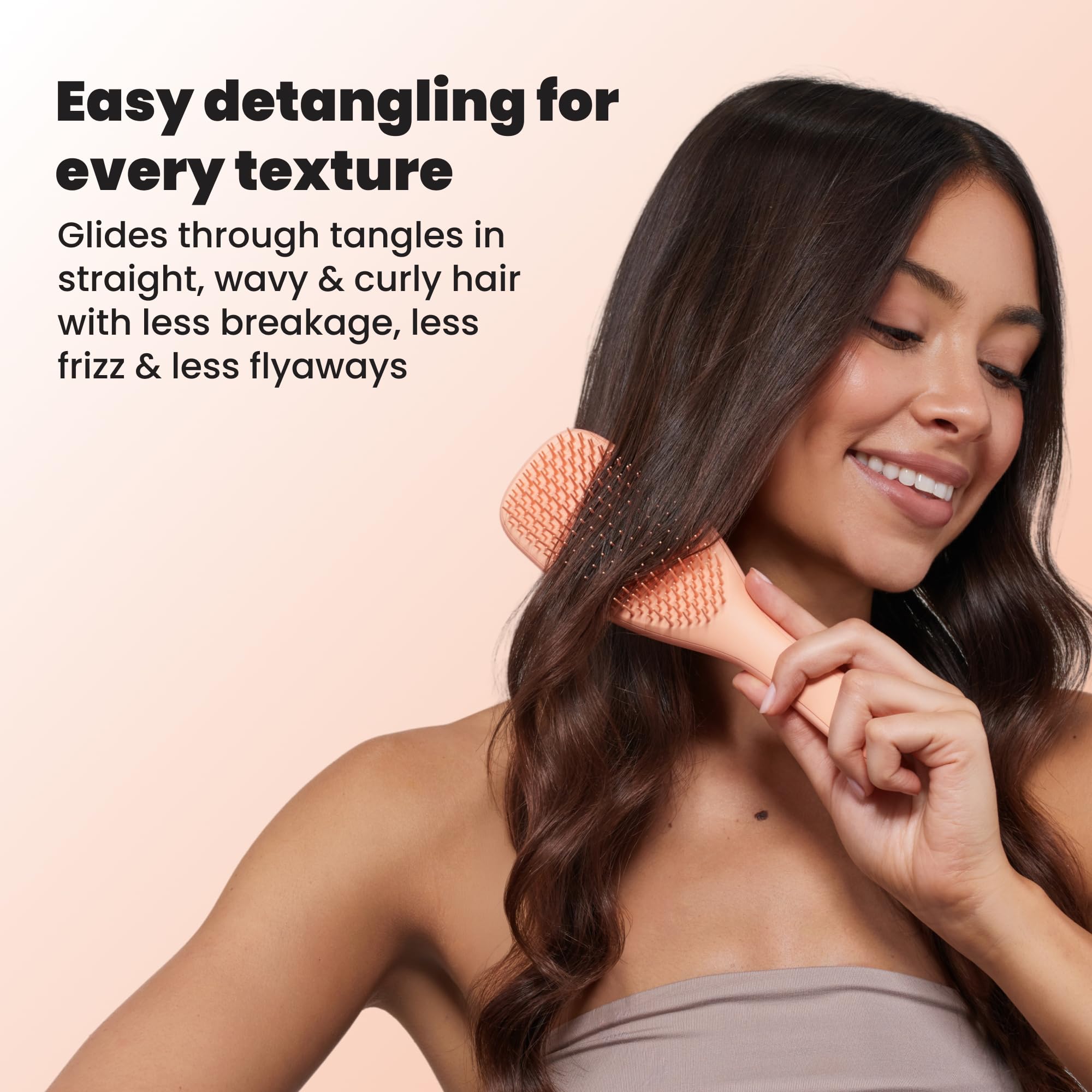 Tangle Teezer Ultimate Detangler Brush, Straight to Wavy, Apricot Blaze | Patented two-tier, regular-flex teeth reduce breakage & split ends on wet or dry hair; Shower-friendly hairbrush for all ages