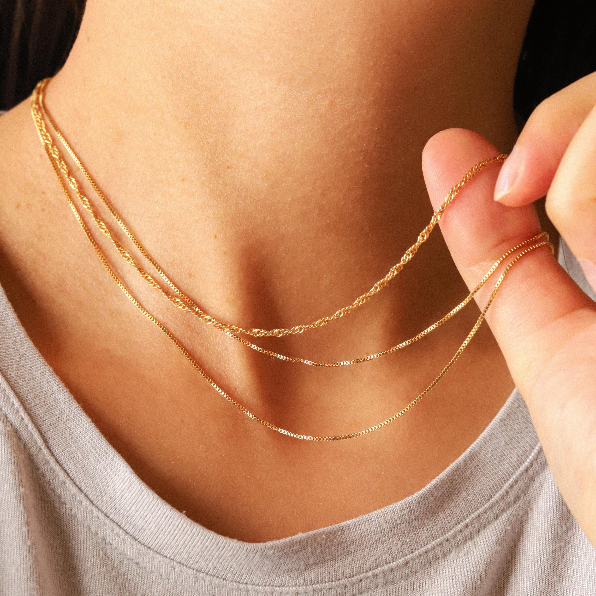 CHESKY 14K Gold Plated Layered Chain Necklace for Women | Trendy Cuban Link Chain, Chunky Paperclip Chain, Toggle Clasp Necklace, Fashion Gold Jewelry, Daily Gift for Women