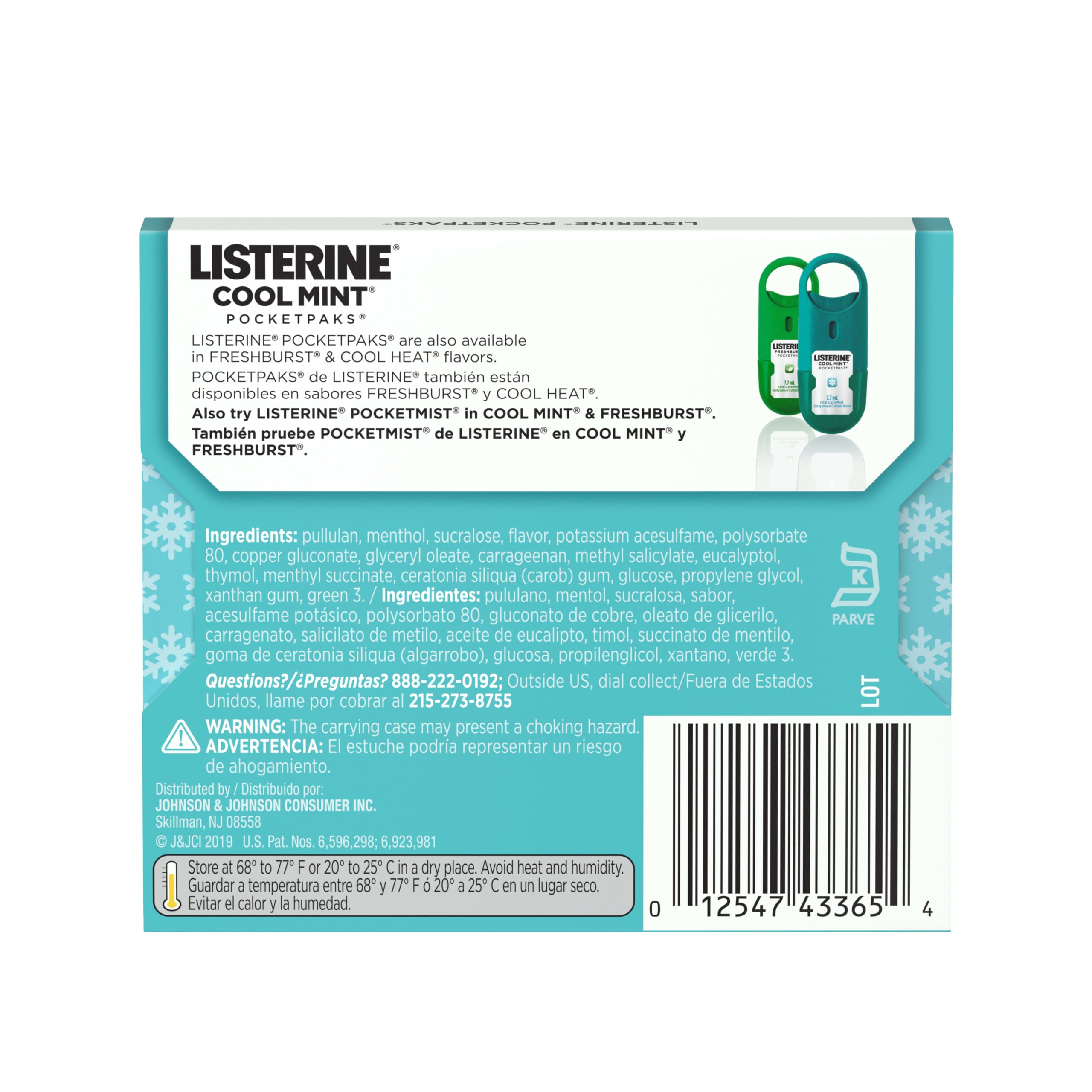 Listerine PocketPaks Breath Strips, Cool Mint, 24-Strip Pack, 3 Pack | Breath Freshener, Dissolves Instantly, Kills 99% of Bad Breath Germs, Travel Essentials