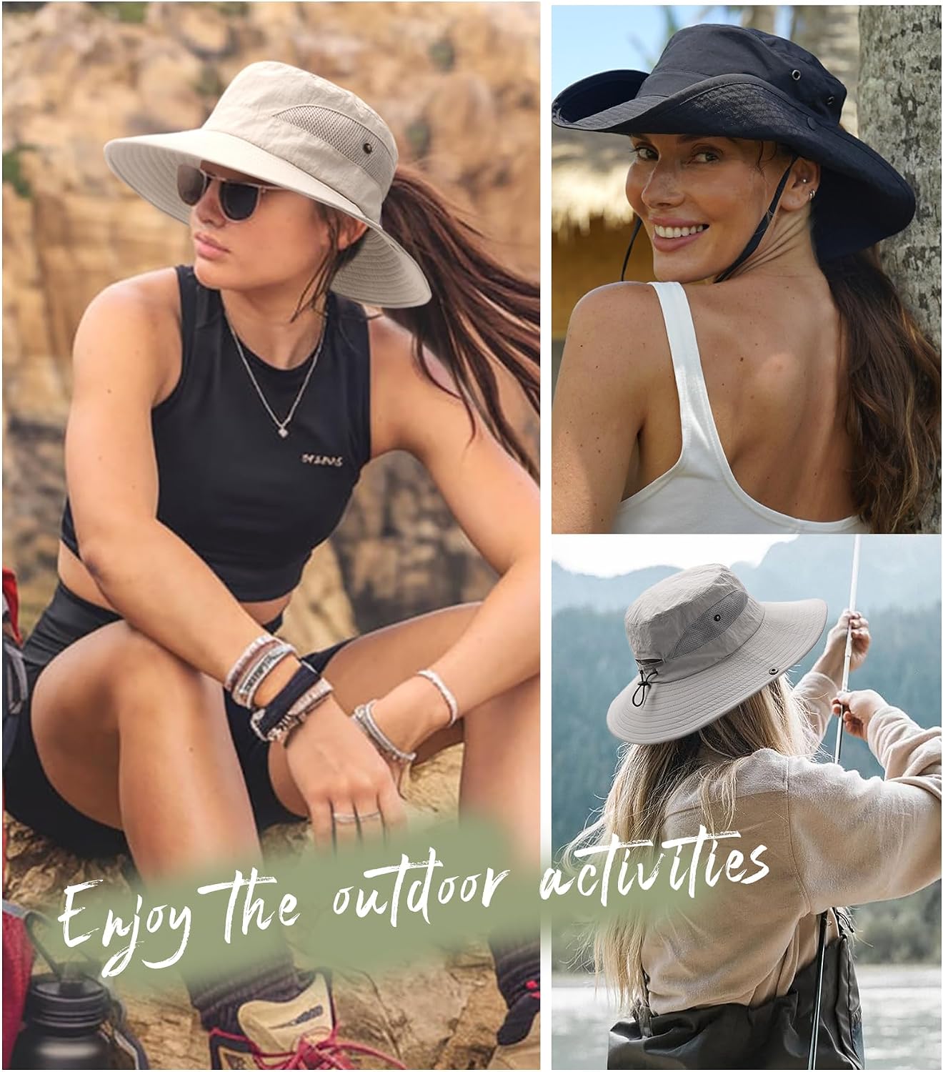 FURTALK Womens Sun Hat with Ponytail Hole Beach Hiking Summer Wide Brim UPF 50+ Outdoor Protection Foldable Bucket Hat