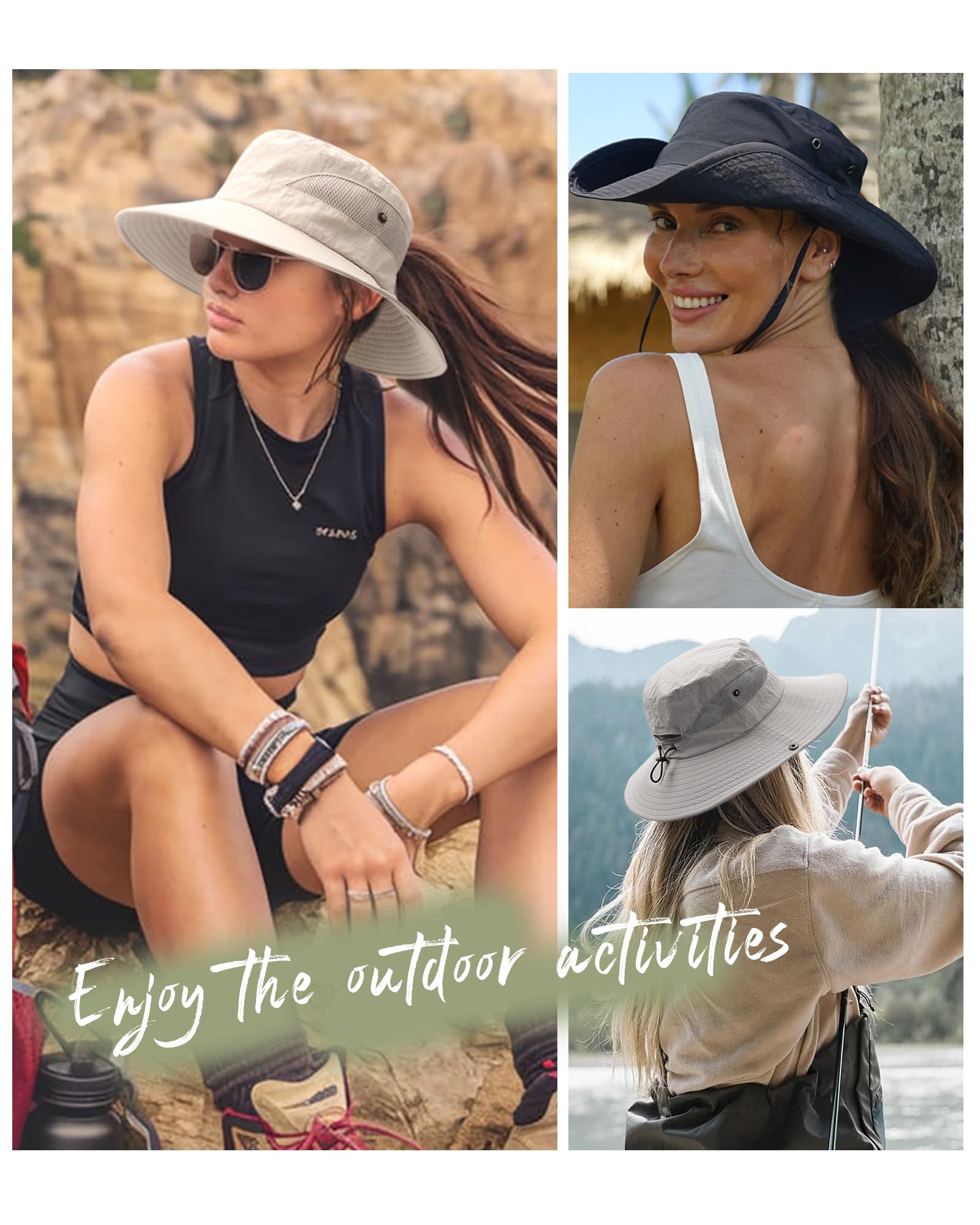 FURTALK Womens Sun Hat with Ponytail Hole Beach Hiking Summer Wide Brim UPF 50+ Outdoor Protection Foldable Bucket Hat