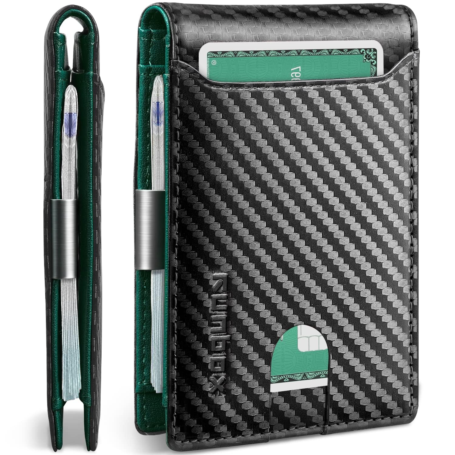 RUNBOX Slim Wallet for Men - RFID Blocking Leather Bifold with Money Clip | Minimalist Front Pocket Wallet Holds 11 Cards,Slim Thin Design,RFID Blocking Protection, Practical Birthday Gifts for Men