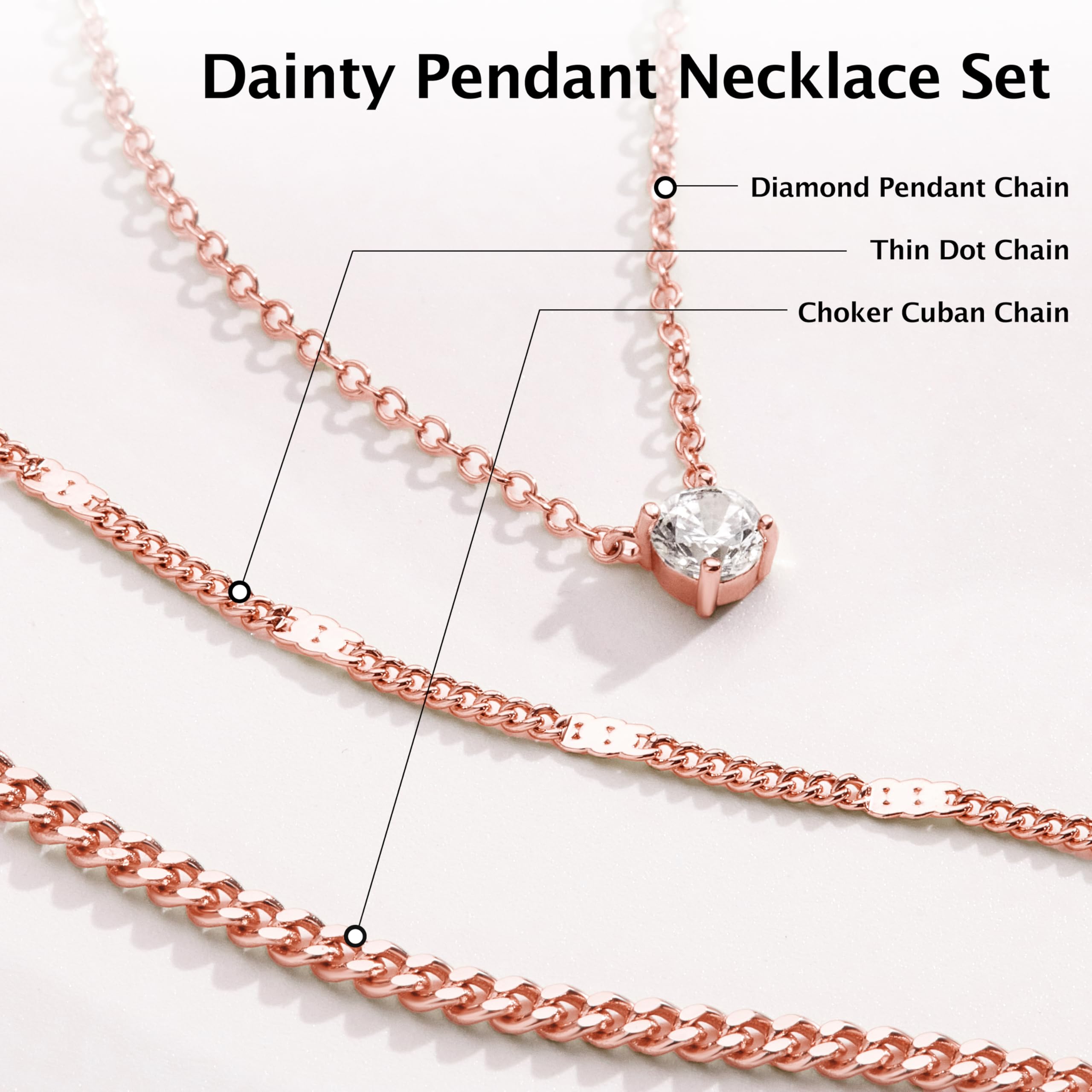WomenGifts Layered Gold Necklaces for Women, 14K Gold Sterling Silver Plated Dainty Pendant Necklace Set Non Tarnish, Chunky Stackable Cuban Chain Choker, Trendy Birthstone Vacation Jewelry Gift