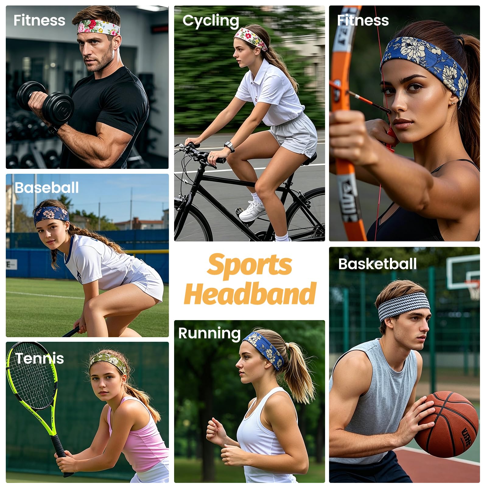 Headbands for Women - 6 Pack Wide Elastic Hair Bands | Stretchy Sweatbands Hair Bands | Soft Sports Thin Head Bands | Non-Slip Accessories Bands for Fashion, Washing Face, Workouts, Yoga, Daily Use