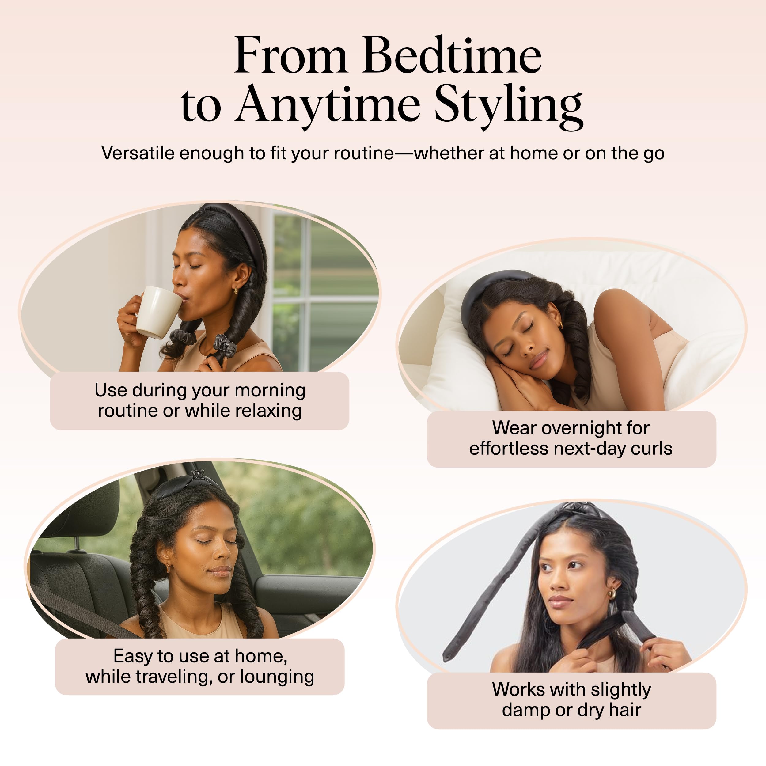 Kitsch Satin Heatless Curls Overnight Set - Sunset Tie Dye | No Heat Damage Overnight Curls | Comfortable Frizz Free Hair Curlers To Sleep In with 34" Hair Waver & 2 Satin Scrunchies