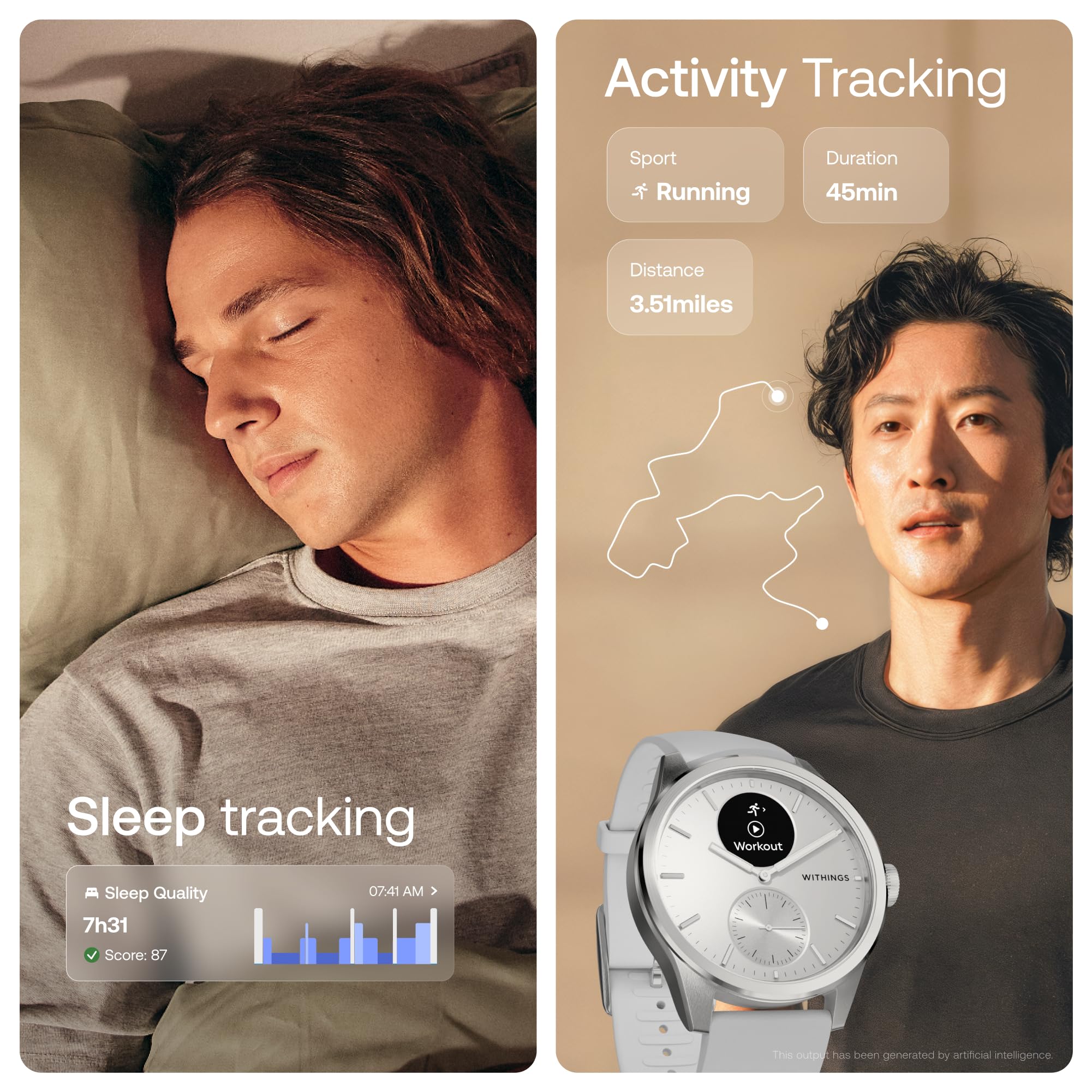 WITHINGS ScanWatch 2 - Hybrid Smart Watch, Heart Rate Monitoring, Fitness Tracker, Cycle Tracker, Sleep Monitoring, GPS Tracker, 30-Day Battery Life, Android & Apple Compatible, HSA/FSA