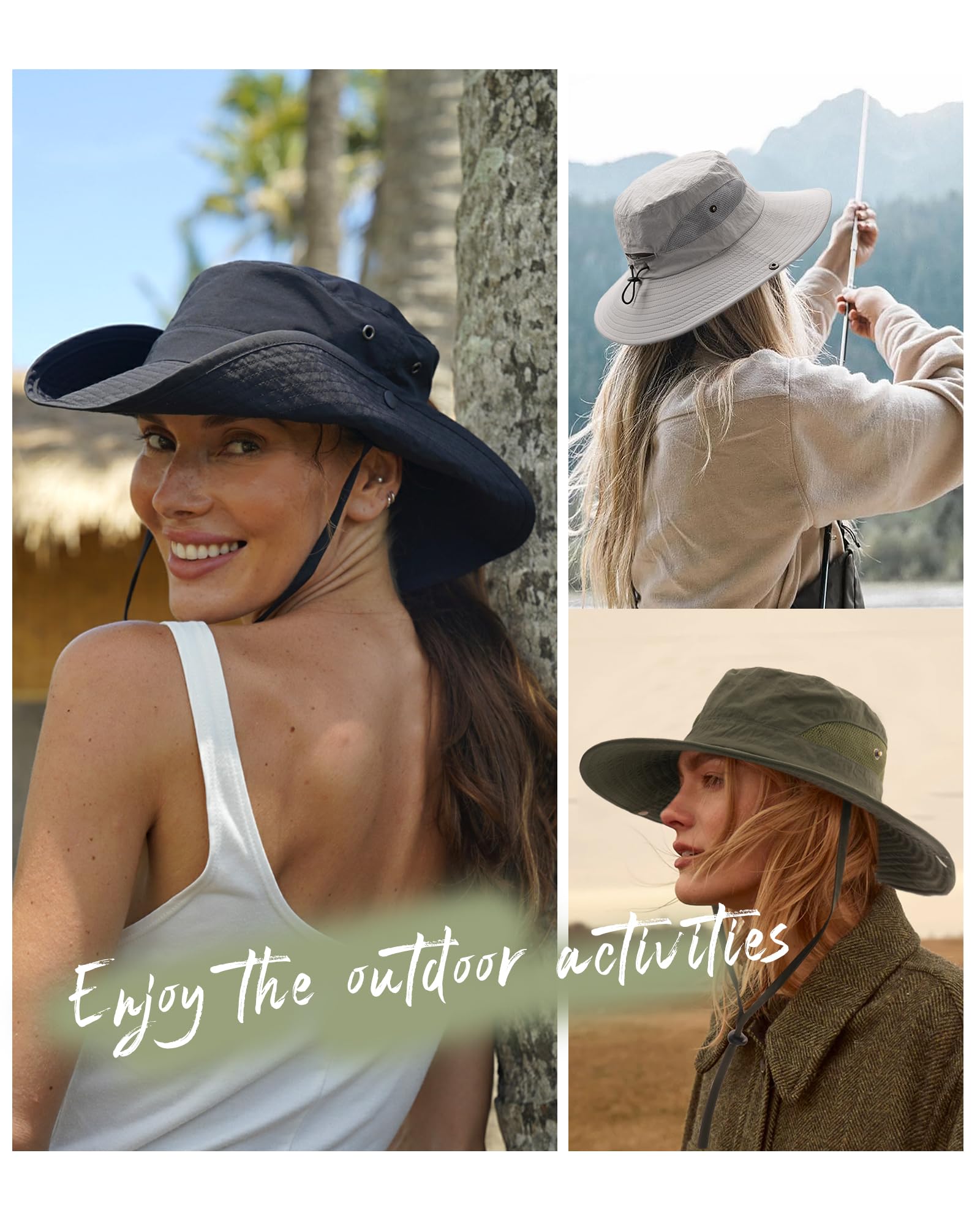 FURTALK Womens Sun Hat with Ponytail Hole Beach Hiking Summer Wide Brim UPF 50+ Outdoor Protection Foldable Bucket Hat