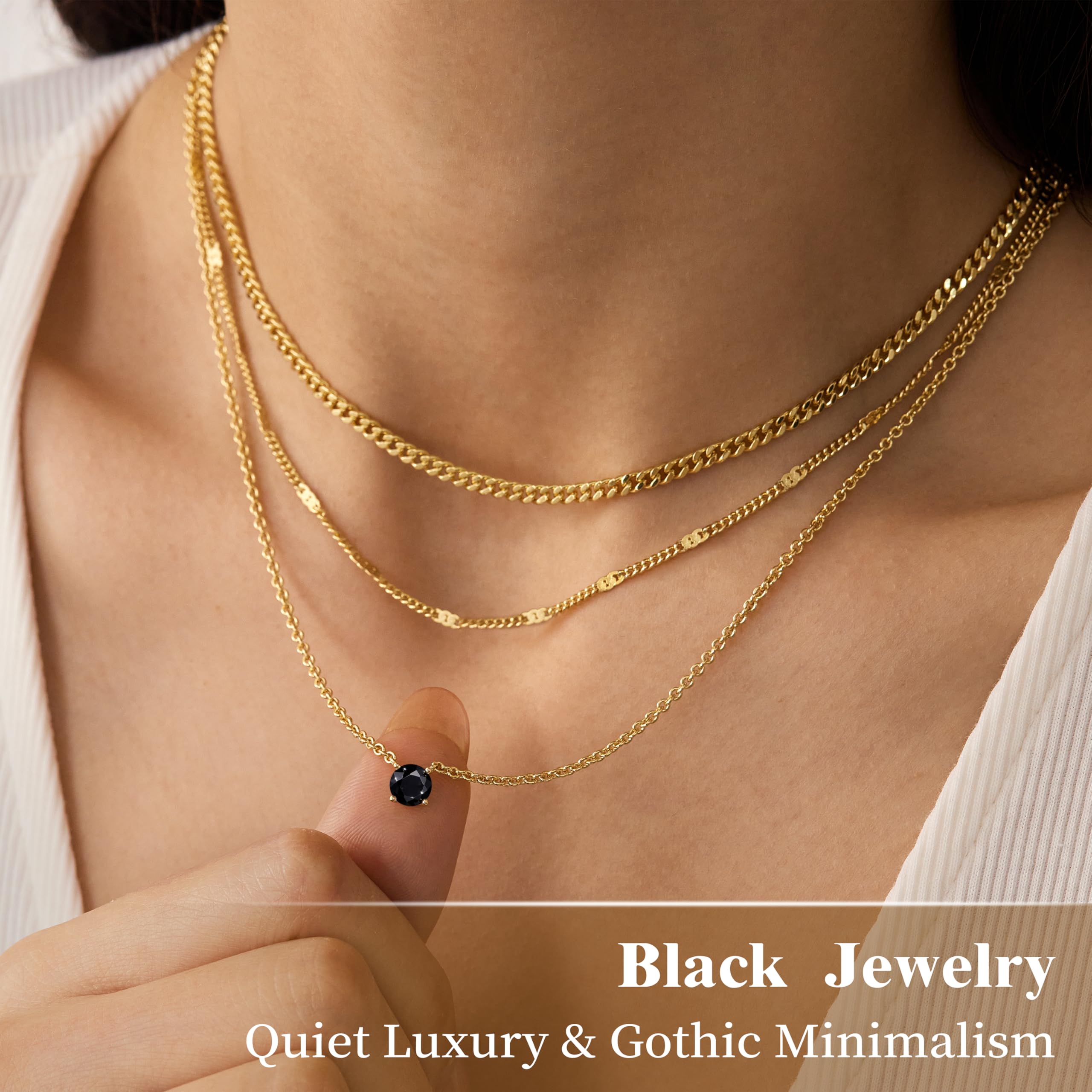 WomenGifts Layered Gold Necklaces for Women, 14K Gold Sterling Silver Plated Dainty Pendant Necklace Set Non Tarnish, Chunky Stackable Cuban Chain Choker, Trendy Birthstone Vacation Jewelry Gift