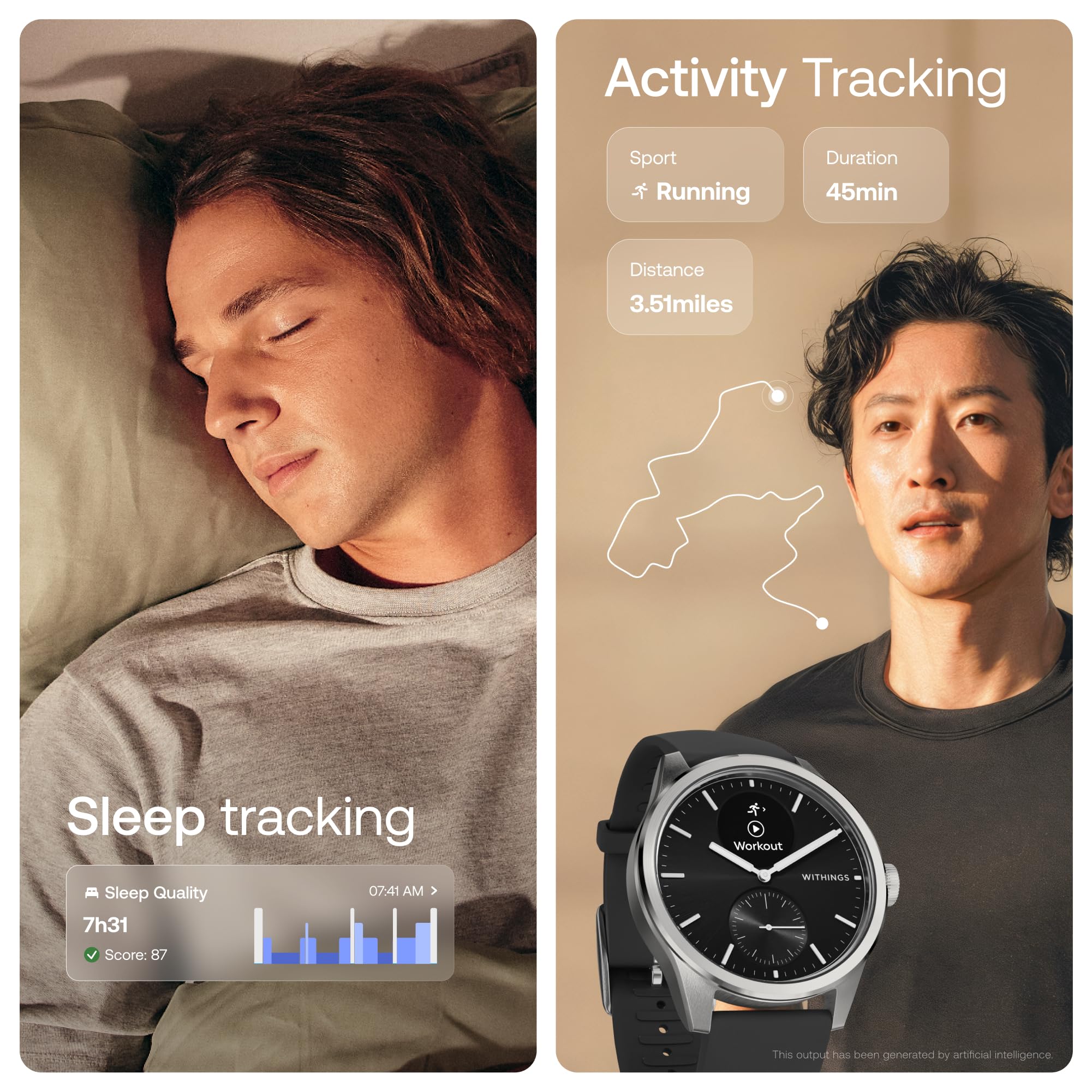 WITHINGS ScanWatch 2 - Hybrid Smart Watch, Heart Rate Monitoring, Fitness Tracker, Cycle Tracker, Sleep Monitoring, GPS Tracker, 30-Day Battery Life, Android & Apple Compatible, HSA/FSA