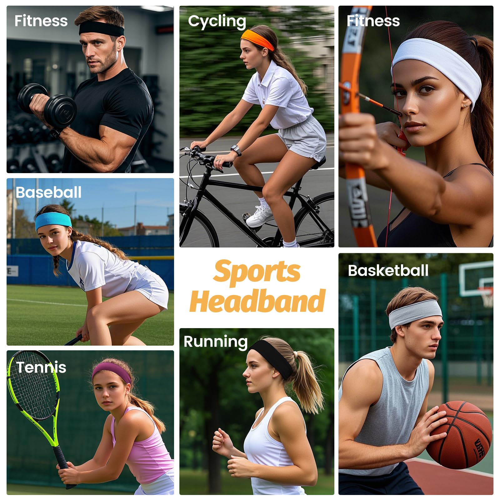 Headbands for Women - 6 Pack Wide Elastic Hair Bands | Stretchy Sweatbands Hair Bands | Soft Sports Thin Head Bands | Non-Slip Accessories Bands for Fashion, Washing Face, Workouts, Yoga, Daily Use