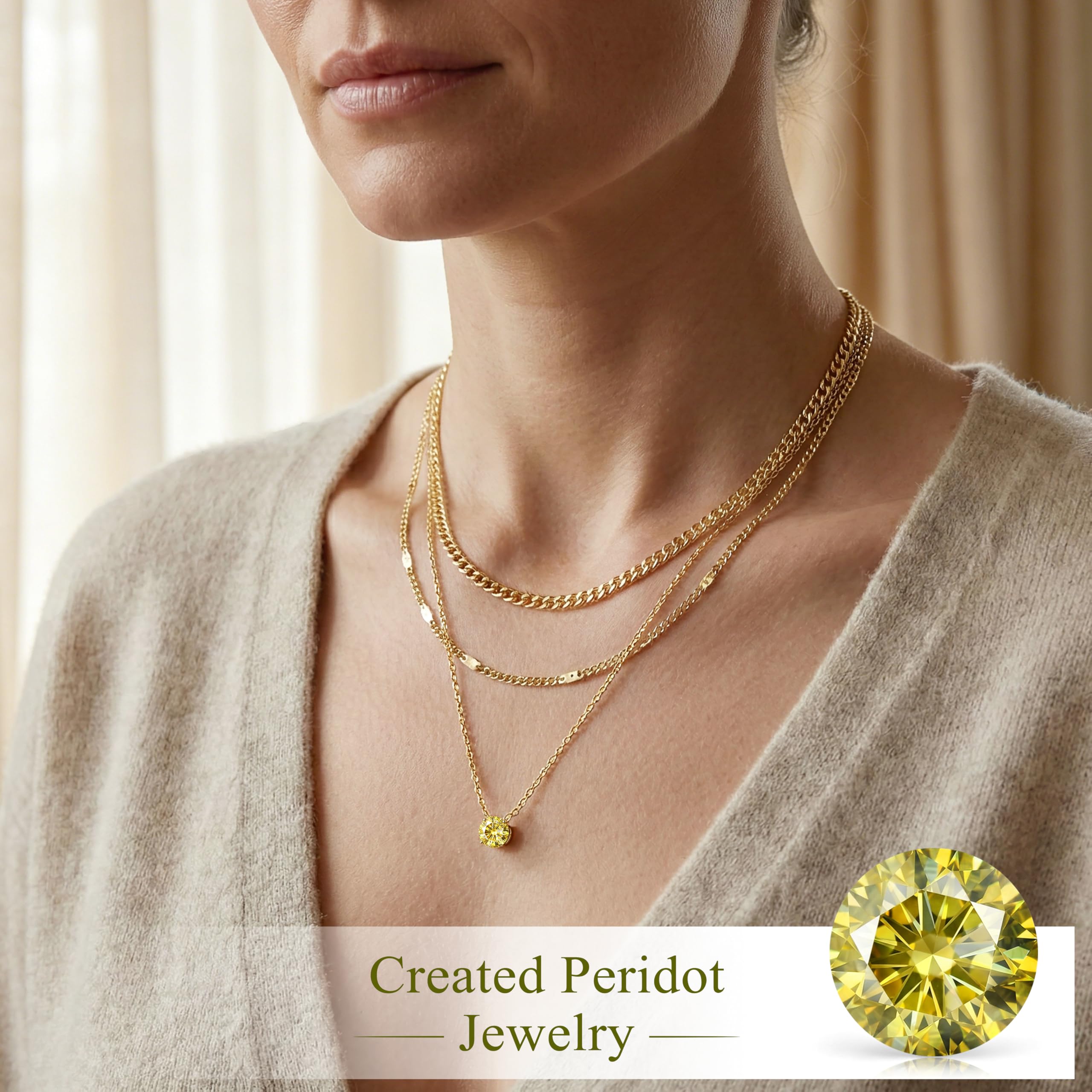WomenGifts Layered Gold Necklaces for Women, 14K Gold Sterling Silver Plated Dainty Pendant Necklace Set Non Tarnish, Chunky Stackable Cuban Chain Choker, Trendy Birthstone Vacation Jewelry Gift