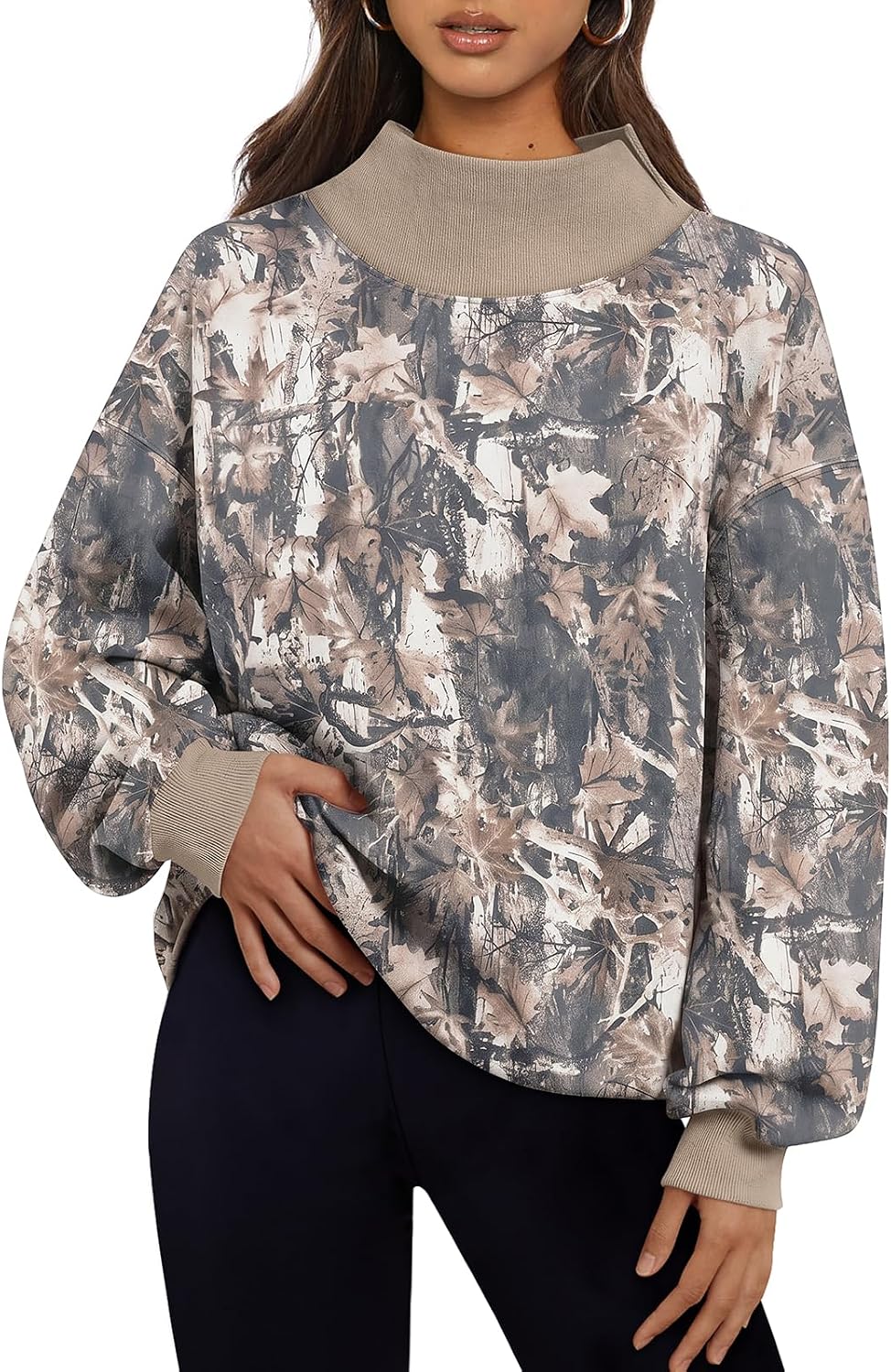 Trendy Queen Womens Mock Neck Sweatshirts Oversized Pullover Fall Outfits | Fall Fashion Clothes 2026,Long Sleeve Tops,Comfort Soft Fleece,Travel Casual Work Lounge Daily Outfit