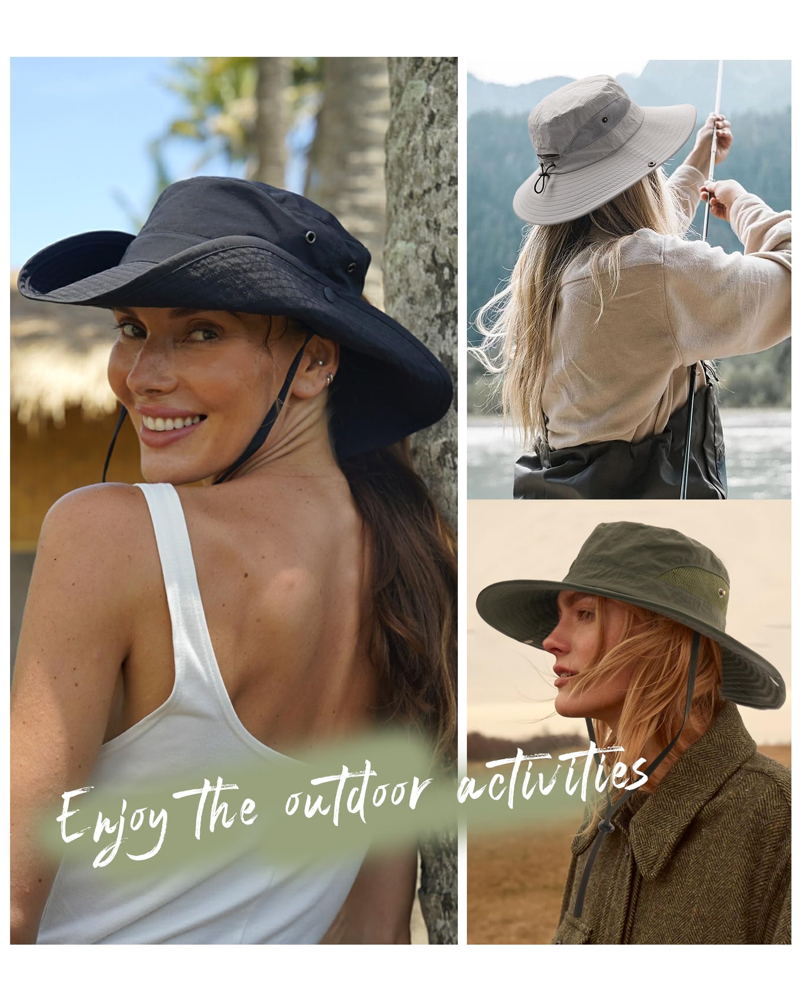 FURTALK Womens Sun Hat with Ponytail Hole Beach Hiking Summer Wide Brim UPF 50+ Outdoor Protection Foldable Bucket Hat