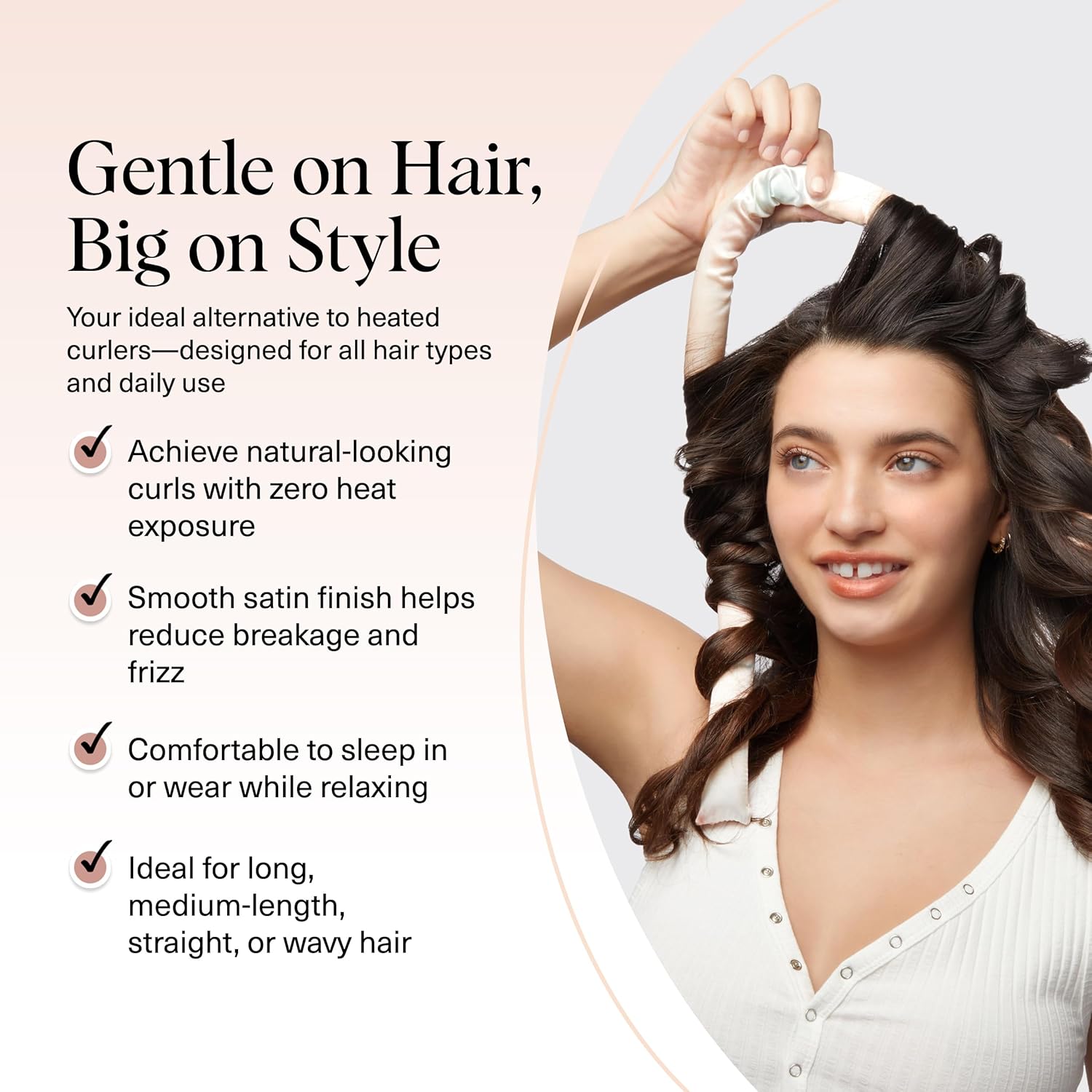 Kitsch Satin Heatless Curls Overnight Set - Sunset Tie Dye | No Heat Damage Overnight Curls | Comfortable Frizz Free Hair Curlers To Sleep In with 34" Hair Waver & 2 Satin Scrunchies