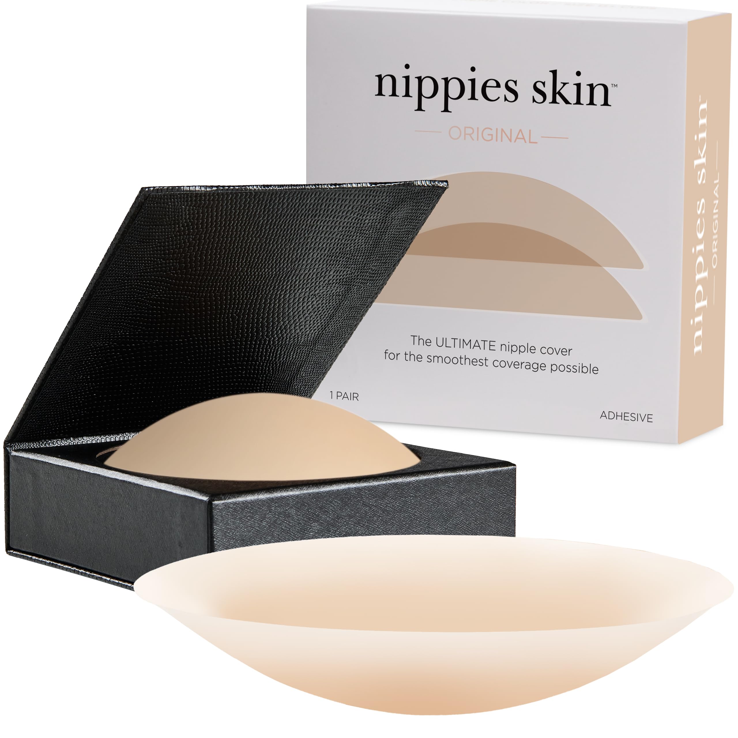 Nippies Reusable Nipple Covers, Skin Safe Pasties in Circle or Lift Style | Dermatologist Tested Adhesive Pasties, Sticky Up to 20 Wears, Stays On through Sweaty Summer Heat, Travel Case Included