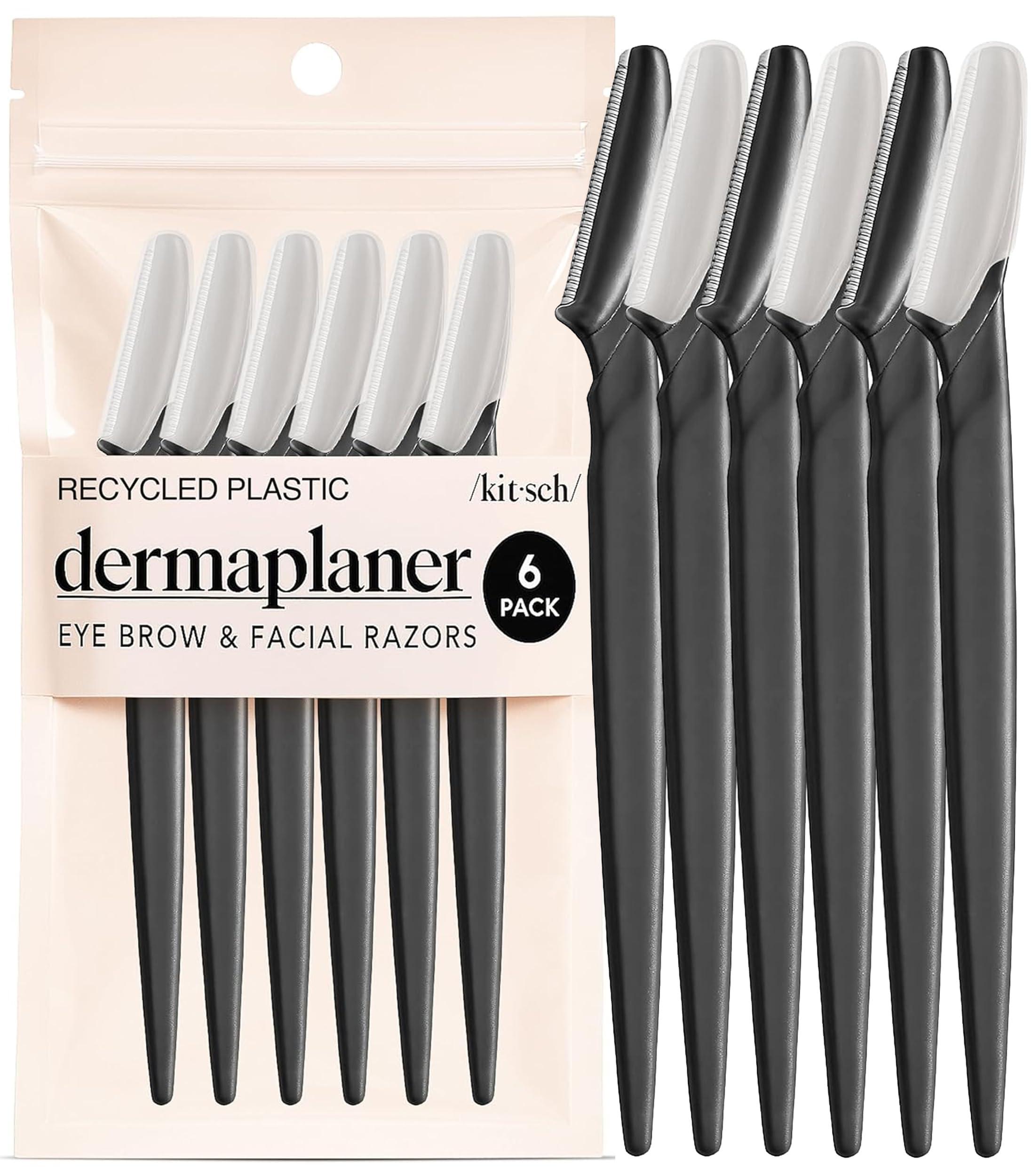 Kitsch Dermaplane Razor for Women Face – Black, 12 pcs | Face Razors for Women & Men, Eyebrow Razor & Face Shaver – Exfoliating Facial Razor & Dermaplaner as Tool for Smoother Skin