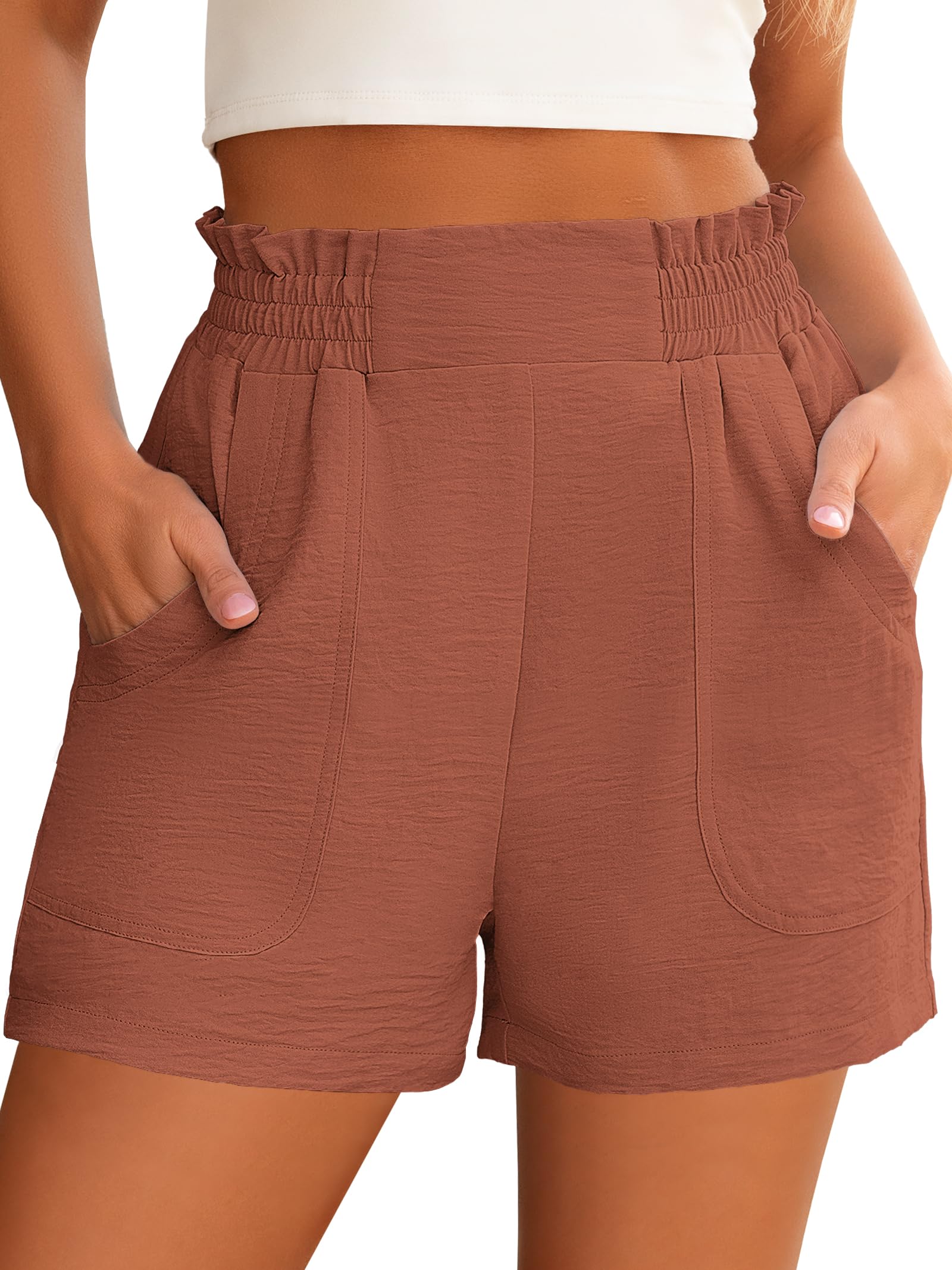 ANRABESS Shorts for Women Summer Casual Elastic High Waisted Wide Leg Cute Dressy 2026 Vacation Beach Clothes