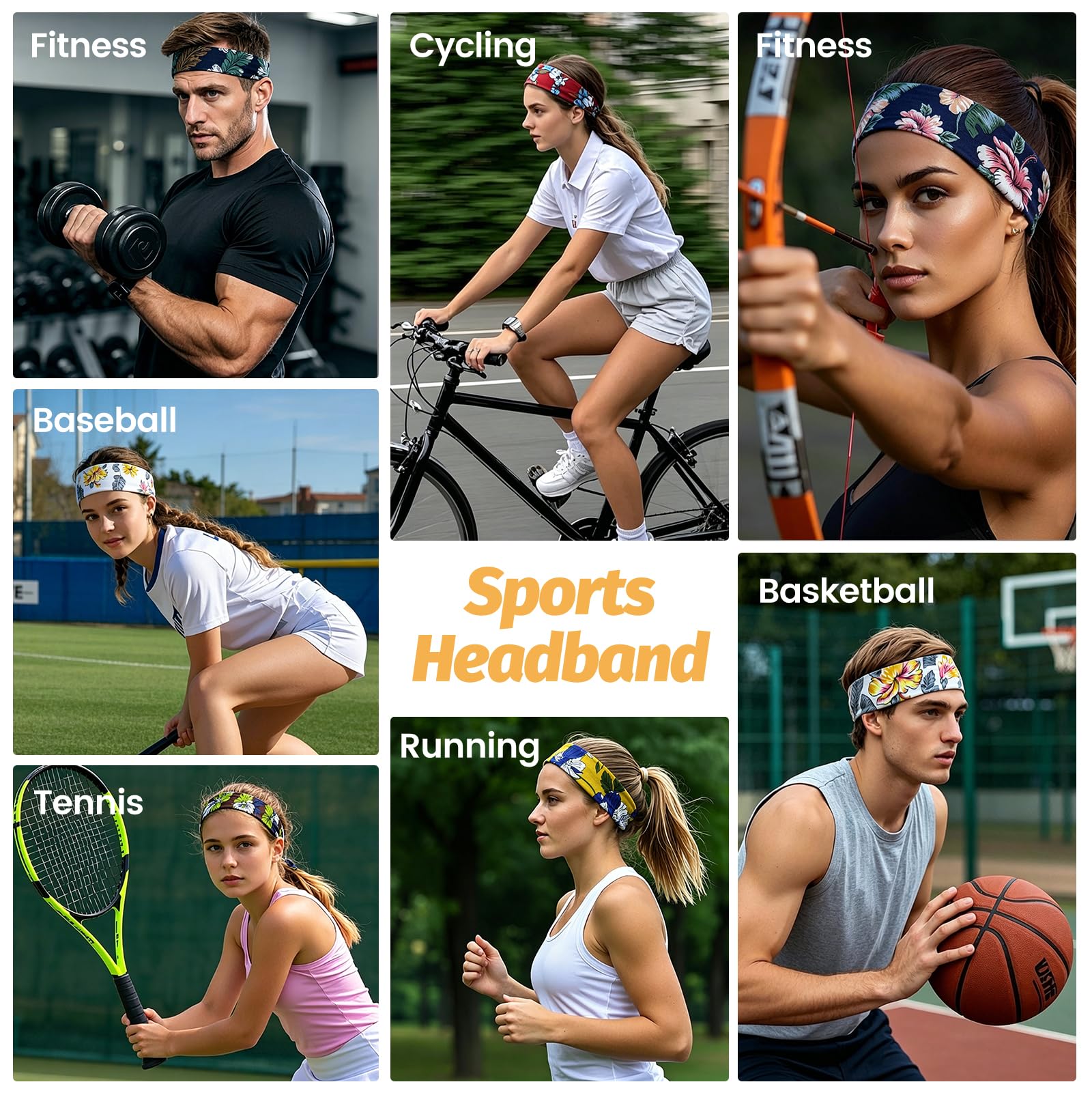 Headbands for Women - 6 Pack Wide Elastic Hair Bands | Stretchy Sweatbands Hair Bands | Soft Sports Thin Head Bands | Non-Slip Accessories Bands for Fashion, Washing Face, Workouts, Yoga, Daily Use