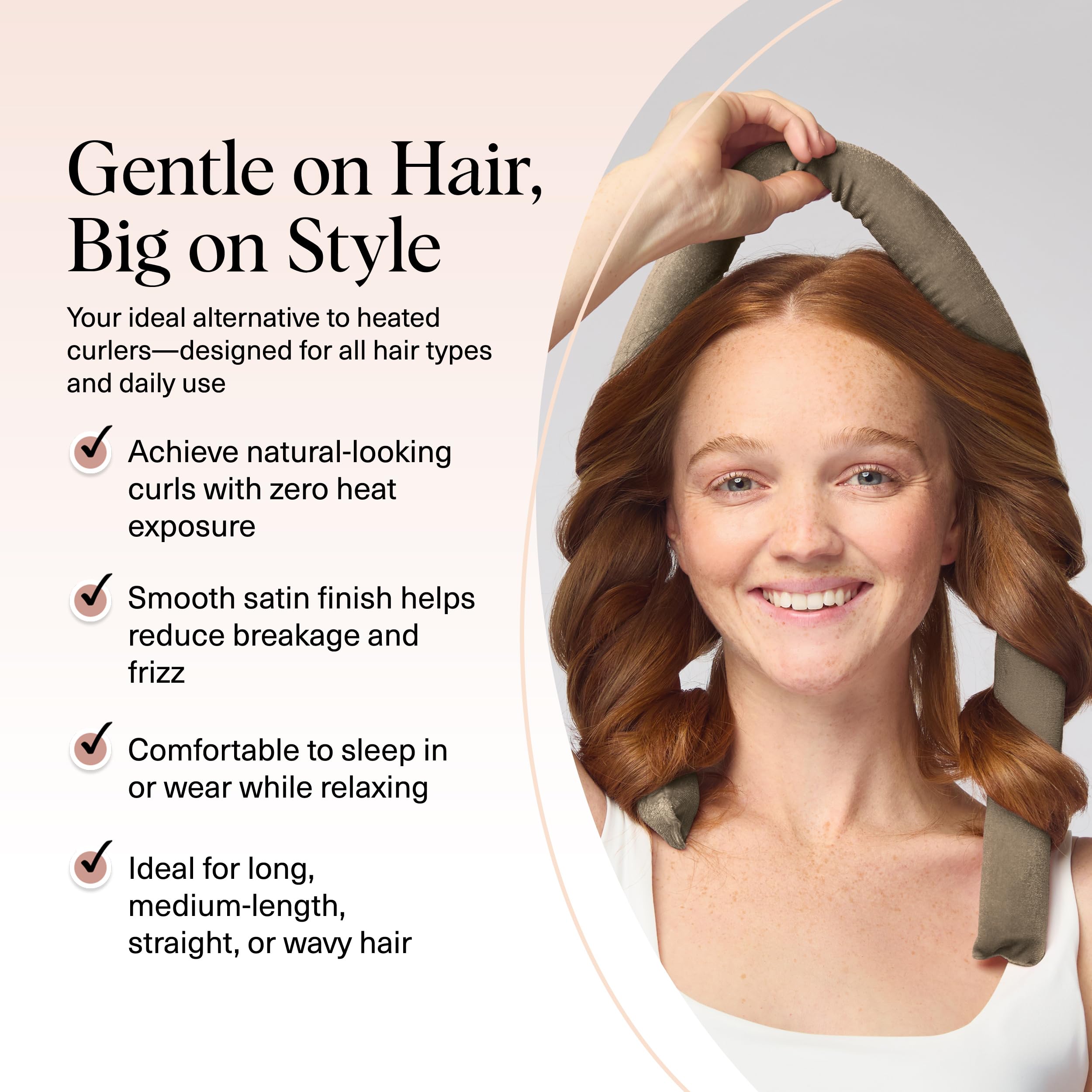 Kitsch Satin Heatless Curls Overnight Set - Sunset Tie Dye | No Heat Damage Overnight Curls | Comfortable Frizz Free Hair Curlers To Sleep In with 34" Hair Waver & 2 Satin Scrunchies
