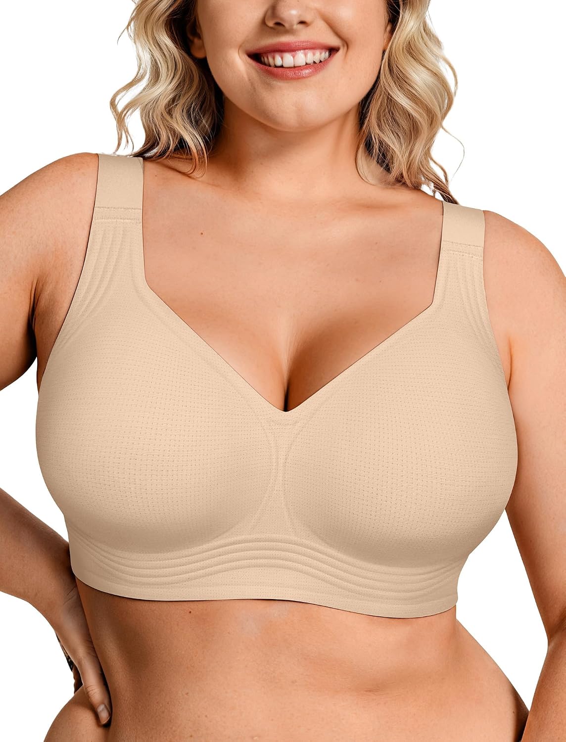 OEAK Womens Wireless Jelly Bras Plus Size Support Push Up Comfortable Bra | no underwire,full coverage,for large breast,minimizer bra,seamless,tshirt bras,everyday bra