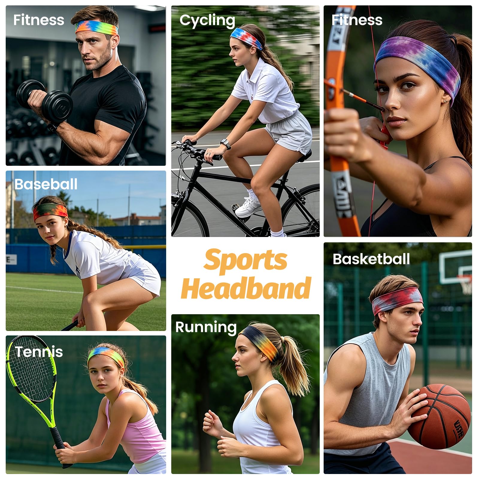 Headbands for Women - 6 Pack Wide Elastic Hair Bands | Stretchy Sweatbands Hair Bands | Soft Sports Thin Head Bands | Non-Slip Accessories Bands for Fashion, Washing Face, Workouts, Yoga, Daily Use