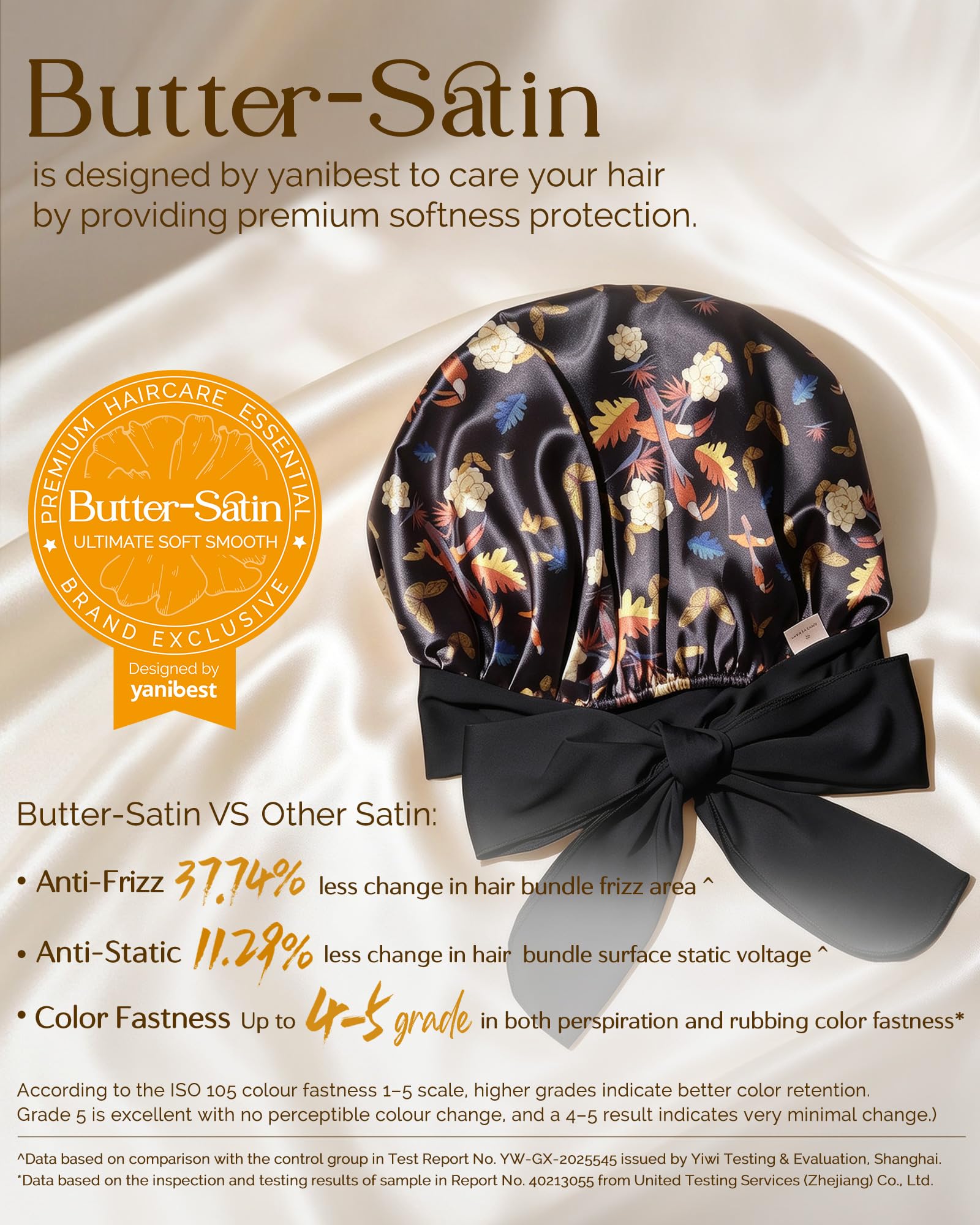 YANIBEST Adjustable Silk Bonnet for Sleeping Women Double Layer Satin Bonnet Reduce Friction Prevent Frizz Curly Hair