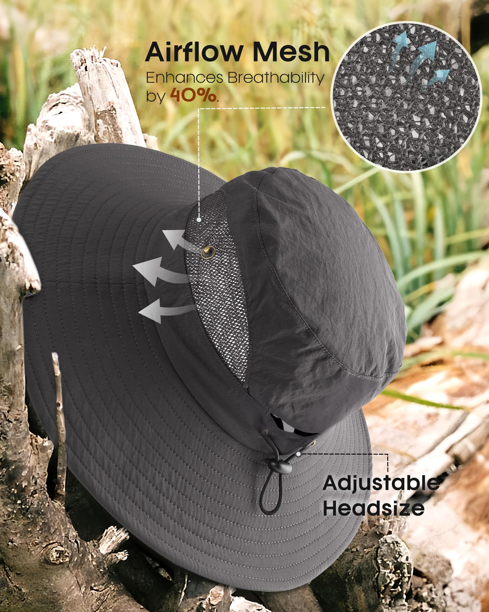 FURTALK Womens Sun Hat with Ponytail Hole Beach Hiking Summer Wide Brim UPF 50+ Outdoor Protection Foldable Bucket Hat