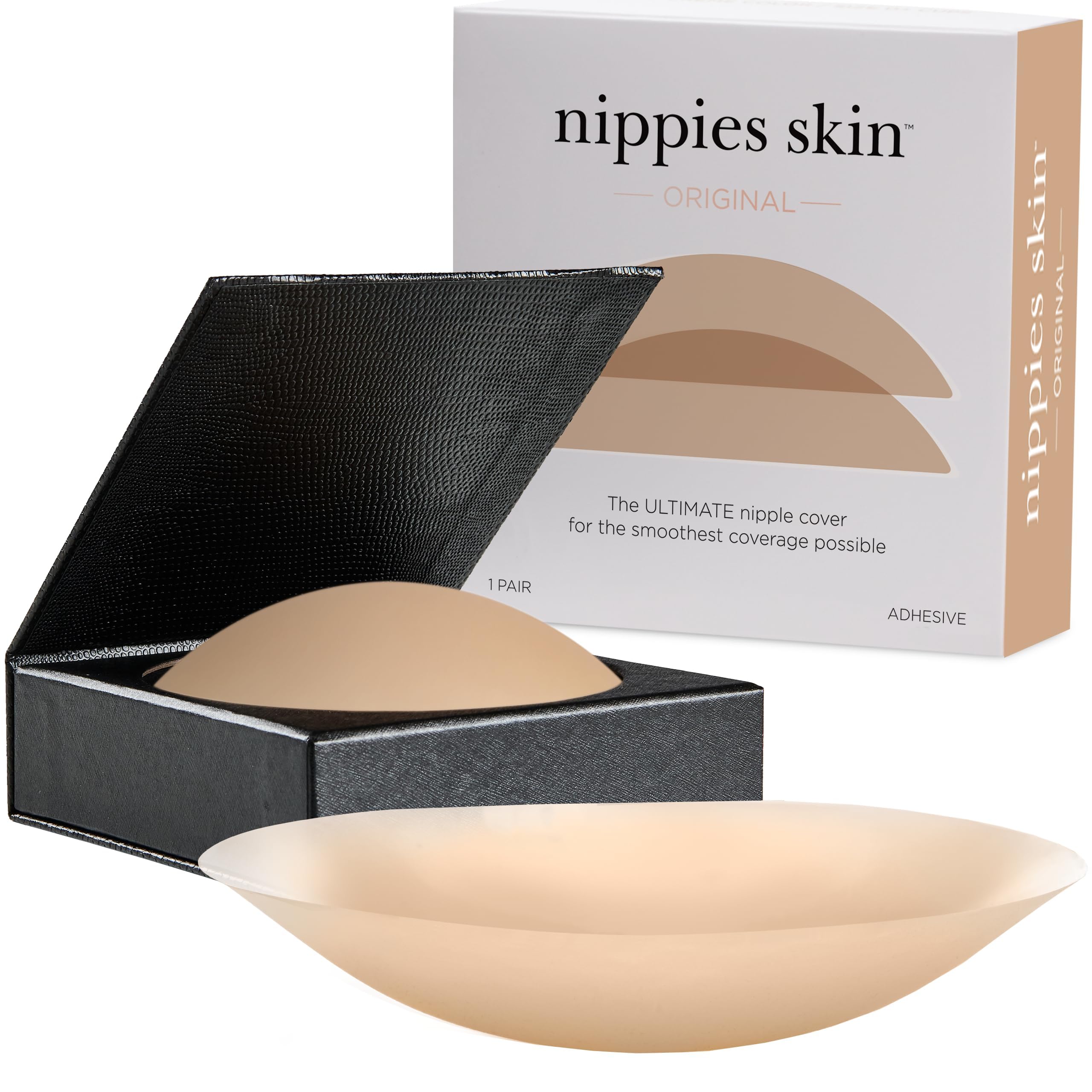 Nippies Reusable Nipple Covers, Skin Safe Pasties in Circle or Lift Style | Dermatologist Tested Adhesive Pasties, Sticky Up to 20 Wears, Stays On through Sweaty Summer Heat, Travel Case Included