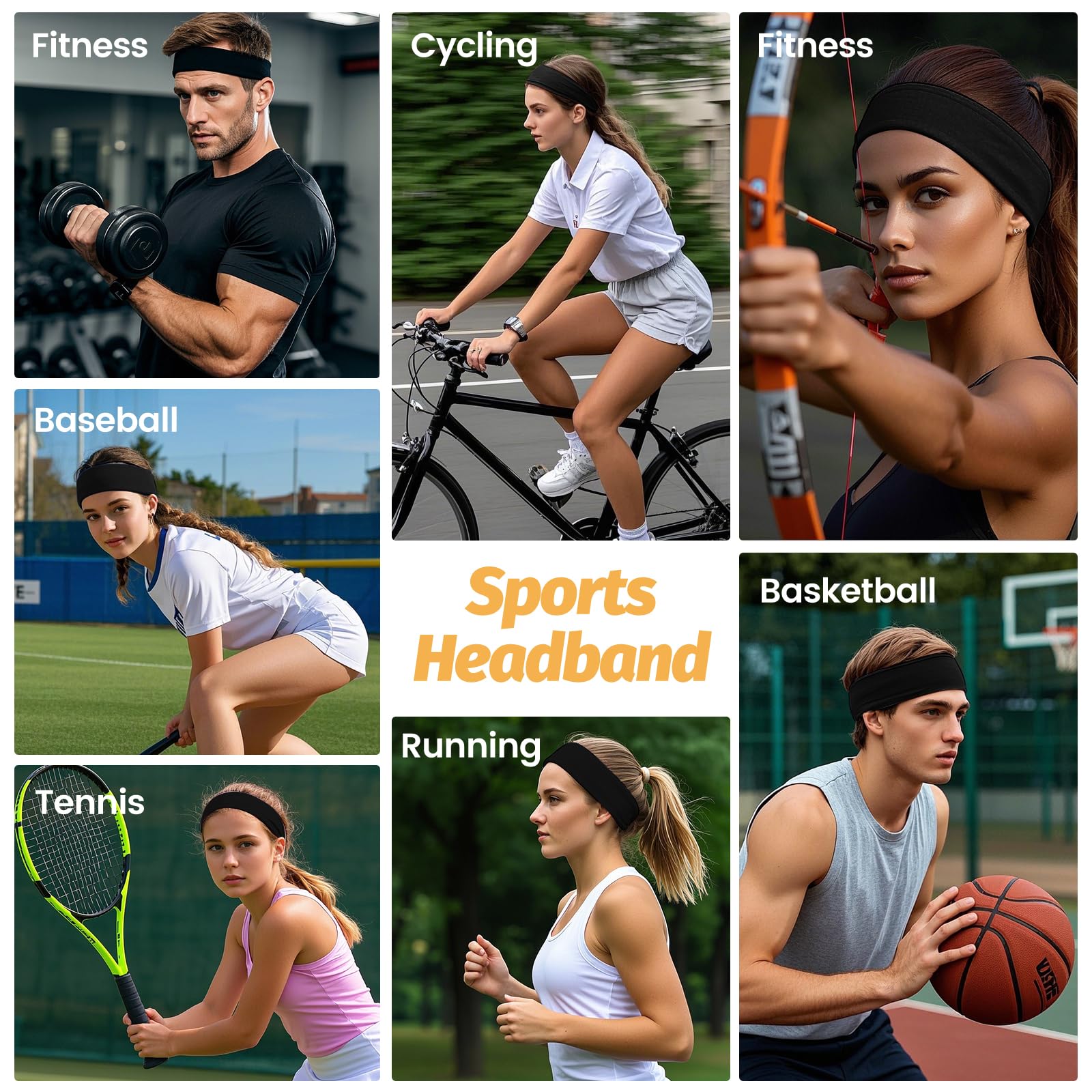 Headbands for Women - 6 Pack Wide Elastic Hair Bands | Stretchy Sweatbands Hair Bands | Soft Sports Thin Head Bands | Non-Slip Accessories Bands for Fashion, Washing Face, Workouts, Yoga, Daily Use